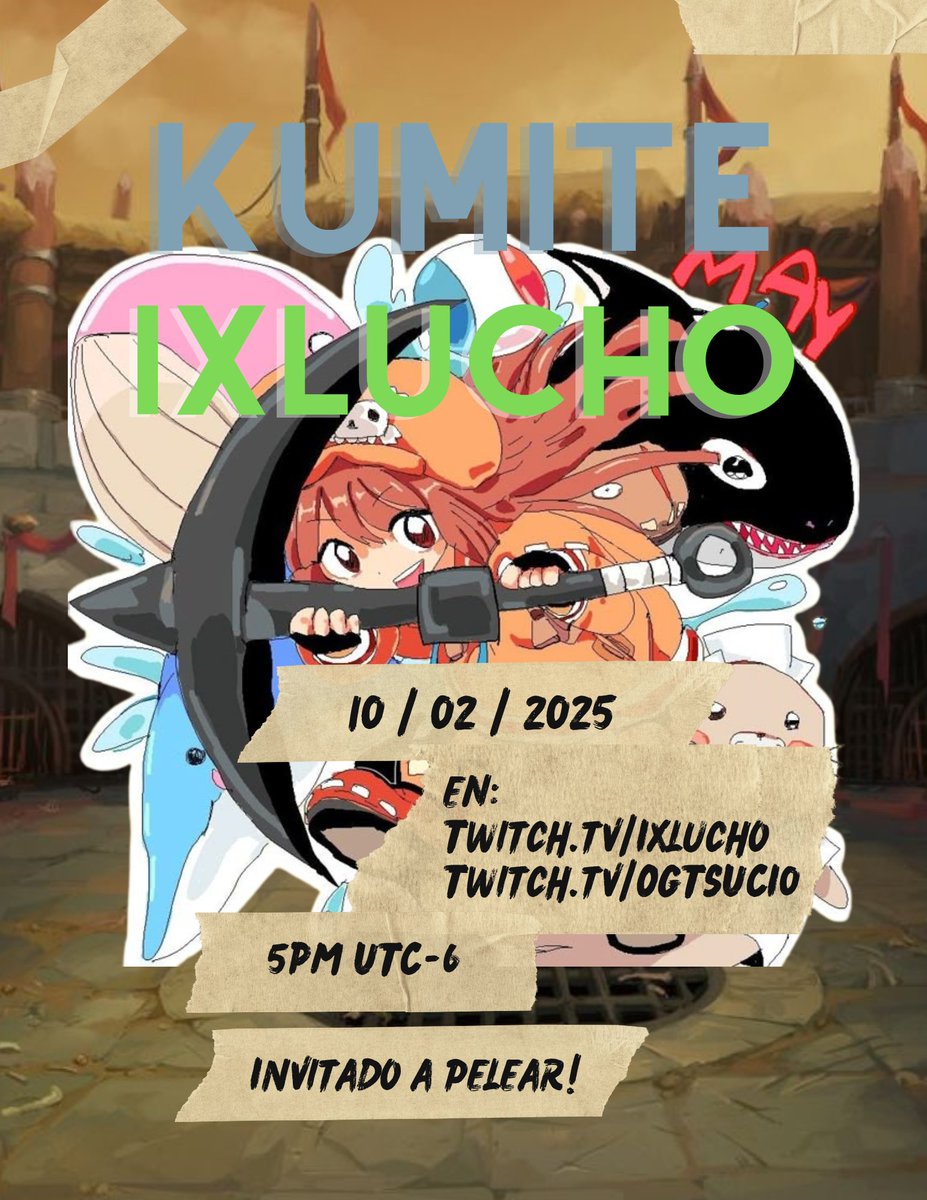 El Que dicessssss hace su aparición en un kumite inesperado.
¿Estas preparado para enfrentar al totsugeki Loop en pared?
El dia de mañana a las 5 pm UTC-6
En: Twitch.tv/ixlucho 
y
Twitch.tv/ogtsuci0