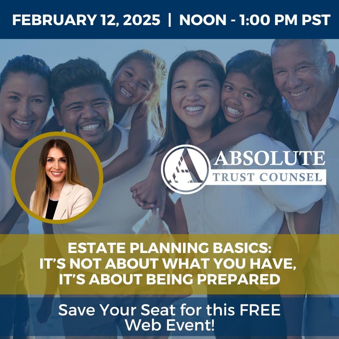 Estate planning is for EVERYONE. It doesn't matter how much money you have. Don’t miss our FREE estate planning basics webinar on Wednesday, February 12th, at noon for everything you need to know about making an estate plan. absolutetrustcounsel.com/webinars/?el=w…