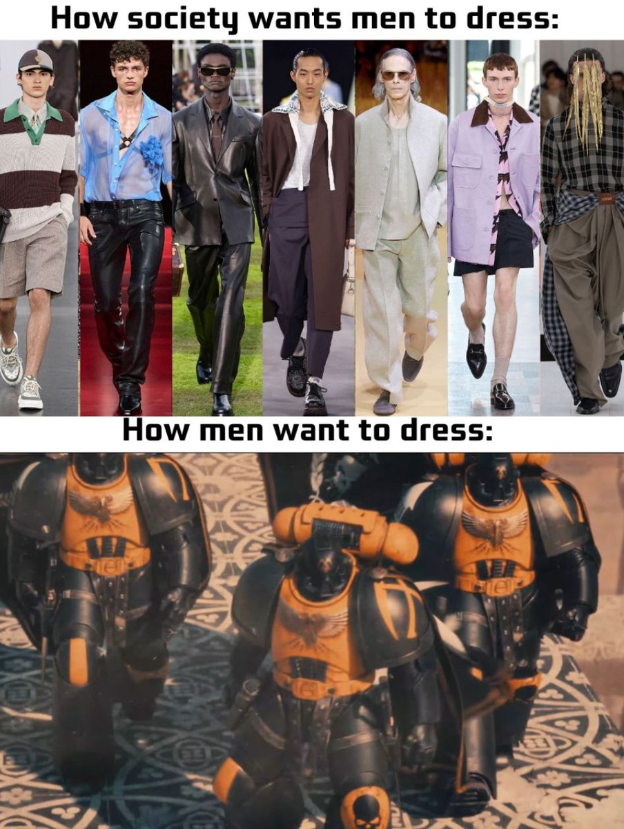 ถามพวกผู้ชายไว้เลยว่านี่พวกคุณอยากเป็นนักรบดัดแปลงล่ำบึ้กในเกราะเพาเวอร์อาร์เมอร์พร้อมผ้าคลุมมากกว่าผู้ชายเทสดีงั้นเหรอ?