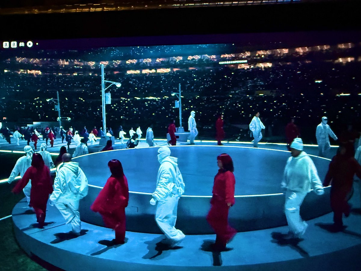 moorehn's tweet image. The flag formation, the simulated Nazi salutes, the walk around the prison yard, the goosestepping...it was a really finely wrought commentary on the current state of US fascism, i thought.