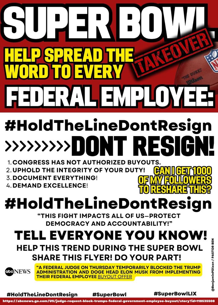 Kaydtrendz's tweet photo. #holdthelinedontresign
Federal Employees
Don't Resign!!! https://t.co/4RHPYUsRzx