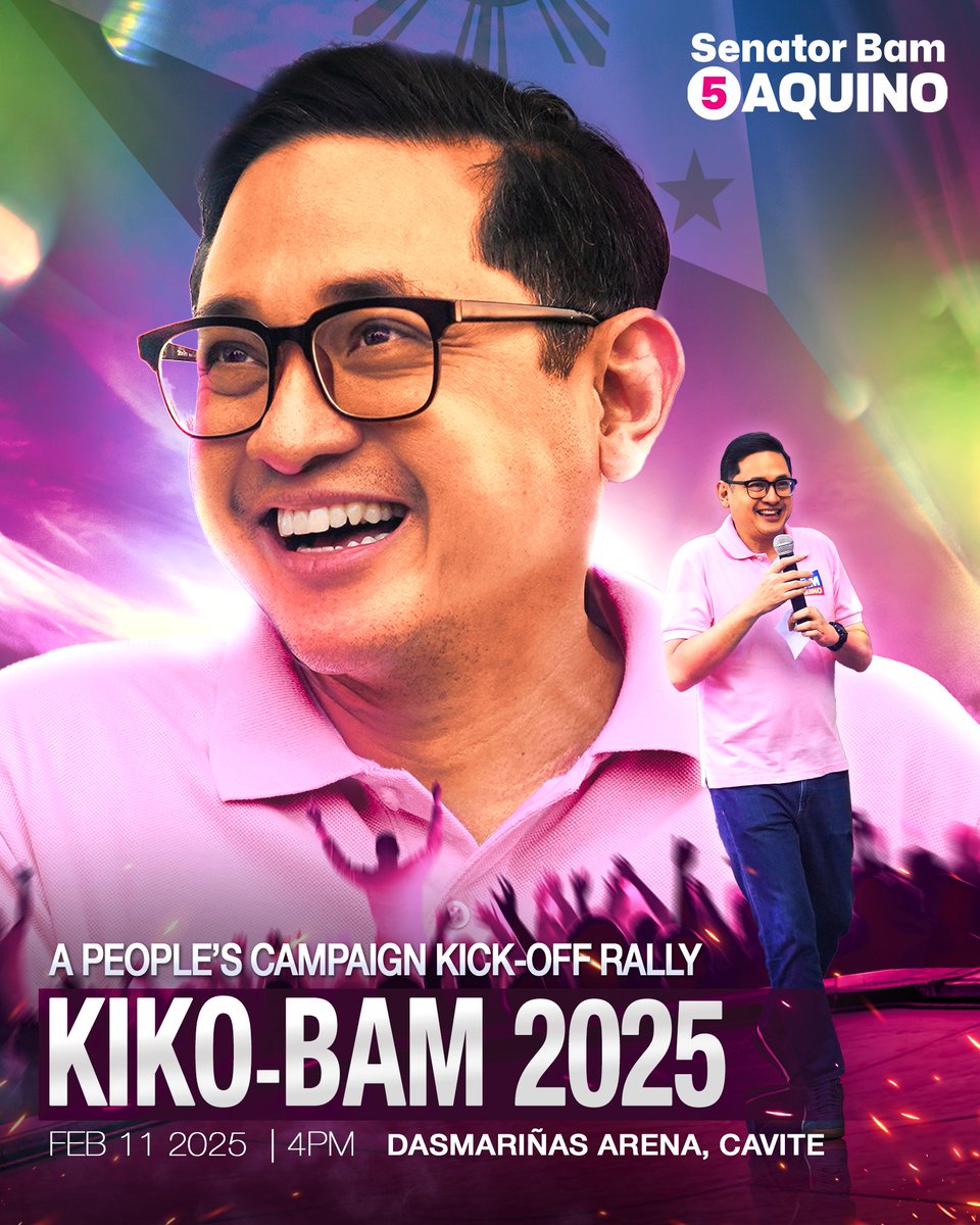 bamaquino's tweet photo. Tara, sama-sama nating isulong ang LIBRENG KOLEHIYO at SIGURADONG TRABAHO sa Senado! Ipapanalo natin 'to para sa bawat pamilyang Pilipino!

#5AquinoBam 
#BamAquino2025 🇵🇭
#BamAquinoSaSenado https://t.co/ZzOHgKCaNT
