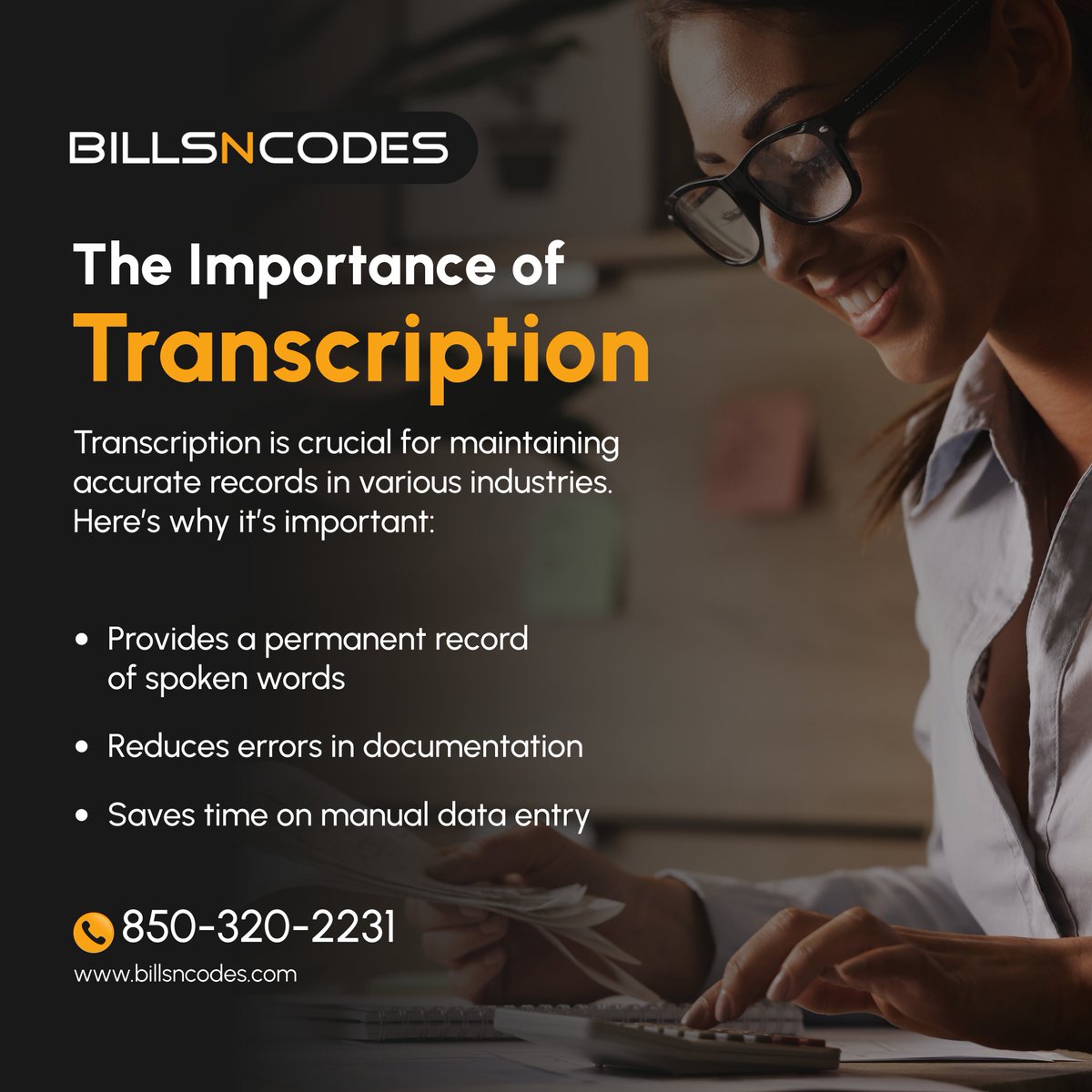billsncodes's tweet photo. Accurate transcription is key to clarity in your work. Let us help you with professional services that save you time and prevent mistakes. 

#AustinTX #MedicalBilling #ProfessionalTranscription https://t.co/Xhjhs4yWDR