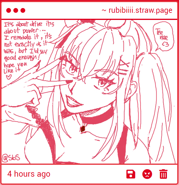 rubibiiii's tweet photo. OHMYGYATTT I LOVE YOU SBSSSSSS π₯Ίπ₯Ίπ₯Ίπ₯Ί its okay!! UR DRAWING IS SO GOOD IM GONNA CRYSBDFSDHBGJDFBHJ also yeah that happened to me too i undo too much and the whole drawing went goneππππ
#rubyillust https://t.co/nkPgKombTo