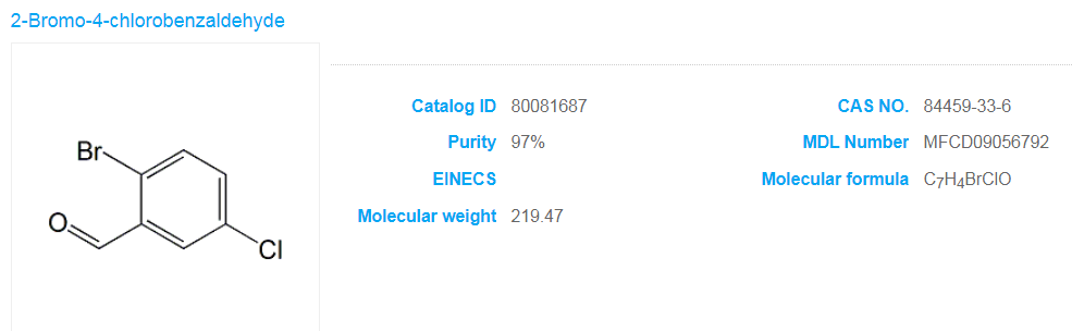 🌟 2-Bromo-4-chlorobenzaldehyde (CAS: 84459-33-6) 🌟
Looking for a reliable intermediate for your projects?

✅ Applications:
🔶Organic synthesis
🔶Pharmaceutical intermediates
🔶New materials for OLED
High quality, versatile, and perfect for your R&amp;D or production needs.