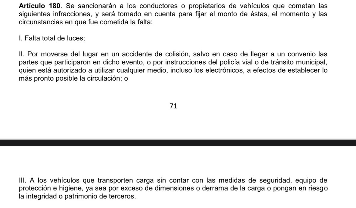 Be7uco's tweet photo. @Trafico_ZMG @JaliscoVial @Veletti @NeghitD Lo que comenta va en contra de la ley de movilidad del estado.
Artículo 180 de la ley del estado, el único convenio es haber realizado la garantía de los daños.
Cómo se garantiza? Mediante la aseguradora o en su defecto pagar los daños. https://t.co/Kfnyu7jLKe