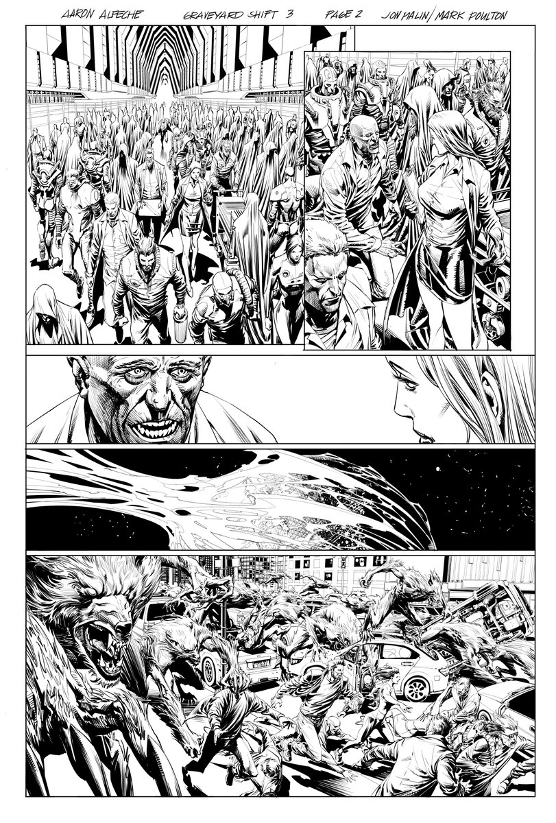 aaron_alfeche's tweet photo. Pages I did for Graveyard Shift 3, story by @KoniWaves and @JonMalin #graveyardshift #comics #graphicnovel #comicbooks #comicart #sequentialpage https://t.co/1NZK0BccKQ