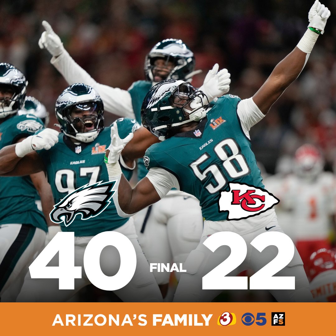 azfamily's tweet photo. A dominating Super Bowl win for the Eagles. https://t.co/p8EkqapeUr
