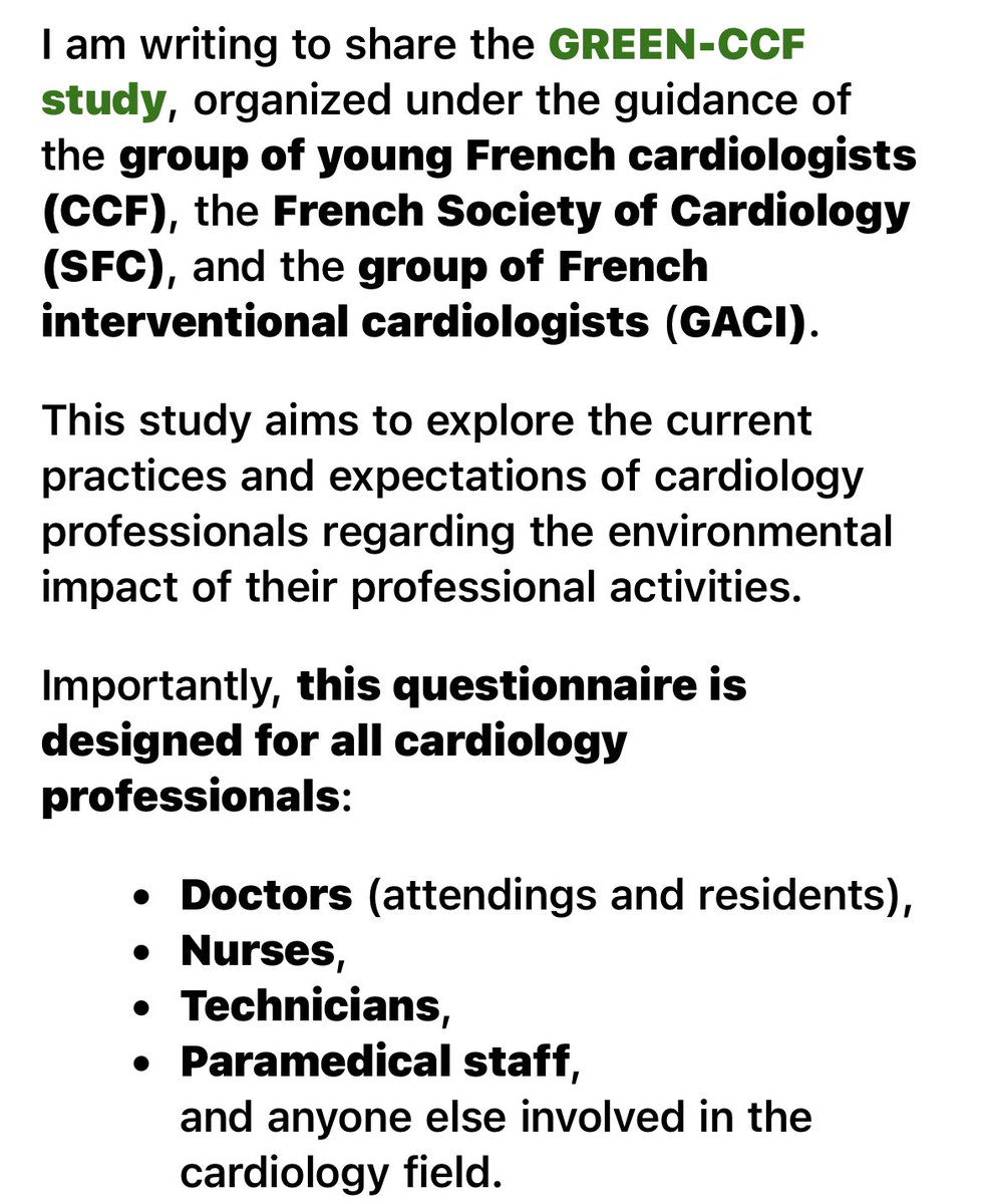 MIЯVΛƬ #IC (@mirvatalasnag) on Twitter photo Environmental impact of professional activities
A survey by the French society..pls fill & disseminate
👉 fr.surveymonkey.com/r/GREEN-CCF_EN
<a href="/A_Trimaille/">Antonin Trimaille</a> <a href="/SilbermanManzo/">Manzo-Silberman Stephane</a> <a href="/SABOURETCardio/">SABOURETCardiologist</a> <a href="/g_giustinoMD/">Gennaro Giustino, MD</a> <a href="/MartineGilard/">Martine Gilard</a> <a href="/alaide_chief/">chief</a> <a href="/KardiologieHH/">Erik Rafflenbeul</a> <a href="/O_Azizy_MD/">Obayda Azizy</a> <a href="/valeriaparadies/">Valeria Paradies</a> Environmental impact of professional activities
A survey by the French society..pls fill & disseminate
👉 fr.surveymonkey.com/r/GREEN-CCF_EN
<a href="/A_Trimaille/">Antonin Trimaille</a> <a href="/SilbermanManzo/">Manzo-Silberman Stephane</a> <a href="/SABOURETCardio/">SABOURETCardiologist</a> <a href="/g_giustinoMD/">Gennaro Giustino, MD</a> <a href="/MartineGilard/">Martine Gilard</a> <a href="/alaide_chief/">chief</a> <a href="/KardiologieHH/">Erik Rafflenbeul</a> <a href="/O_Azizy_MD/">Obayda Azizy</a> <a href="/valeriaparadies/">Valeria Paradies</a>