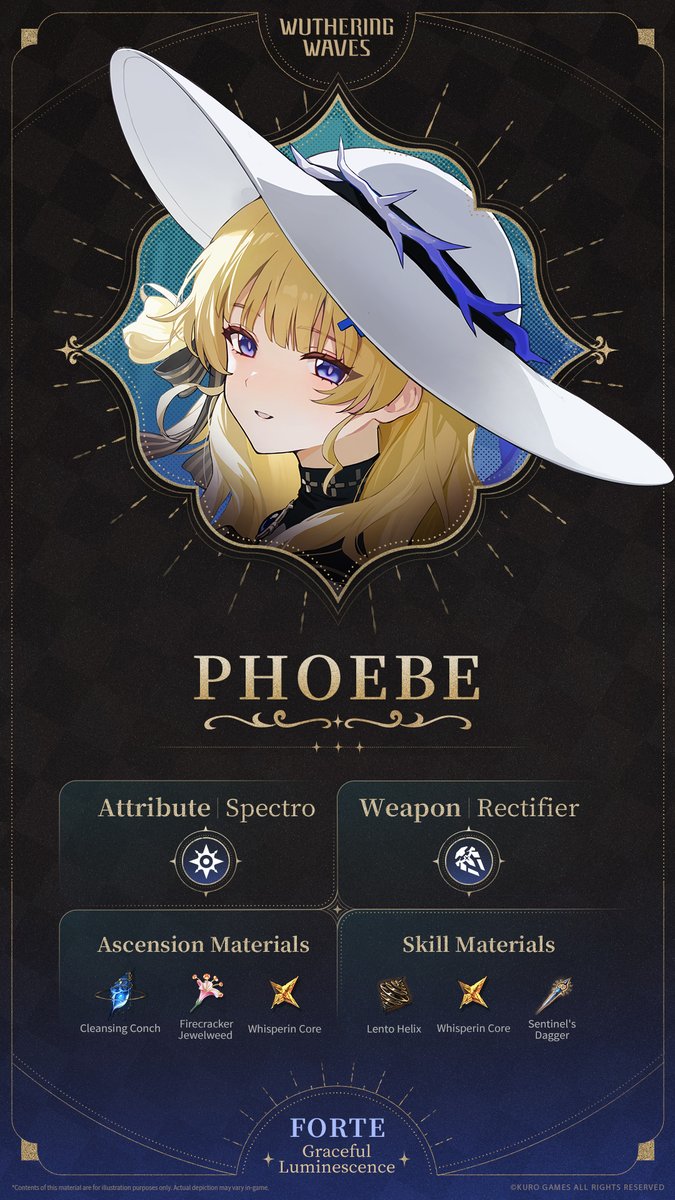 Wuthering_Waves's tweet photo. Profile Reveal | Graceful Luminescence — Phoebe

Loading Data>>>
✦Phoebe✦
Phoebe, Acolyte of the Order of the Deep, is a young woman of quiet devotion. With a kind heart, she fulfills her duties with unwavering diligence. Her prayers, like the light she carries, offer comfort and peace to all.

Check the link for more information: https://t.co/yWCLQ72wPN
#WutheringWaves
#Phoebe