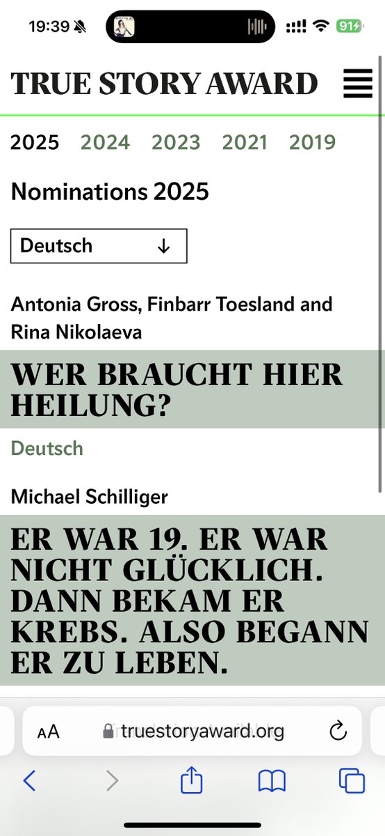 From 1049 entries to 108 shortlisted and 36 nominated, so exciting that our conversion therapy investigation is one of the nominees for the <a href="/truestoryaward/">True Story Award</a>!!

Can't wait to attend the ceremony in Bern to find out the 3 winners :)

Beyond proud of <a href="/a_gro_/">antonia groß</a> &amp; <a href="/nik_journ/">Nikolaeva</a>