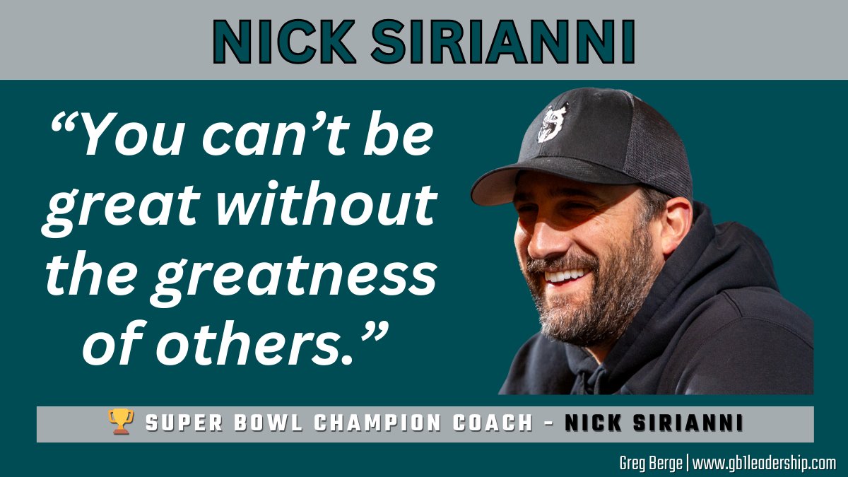 Nick Sirianni GOLD 🥇

“You can’t be great without the greatness of others.”

Championship teams aren’t built on talent alone. 

They’re built on trust, accountability, and the willingness to sacrifice ME for WE.

The best leaders make everyone better. 

The best teams play FOR