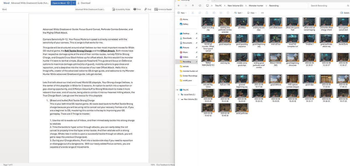 Clips and script ready. Stay tuned for 

Advanced Wilds Greatsword Guide: Focus Guard Cancel, Perforate Combo Extender, and the Mighty Offset Attack.