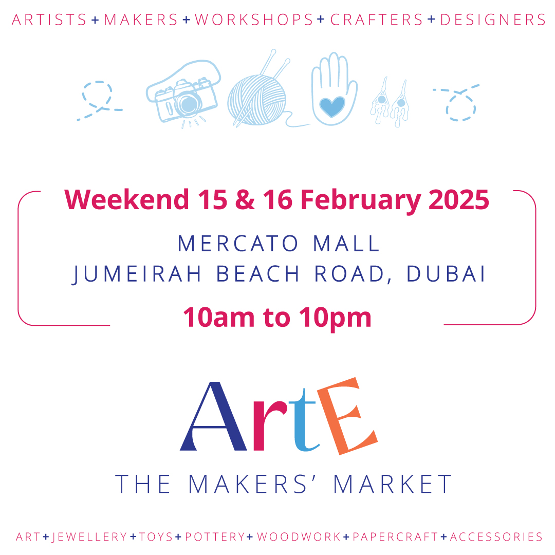Join us in <a href="/mercatomall/">Mercato Mall</a> for our highly curated market presented by the Artisans of the Emirates.

You will discover: talent, uniqueness, beautiful hand crafted works of art, and smiling faces.

See you from 10am to 10pm
This Saturday &amp; Sunday - 15th &amp; 16th February