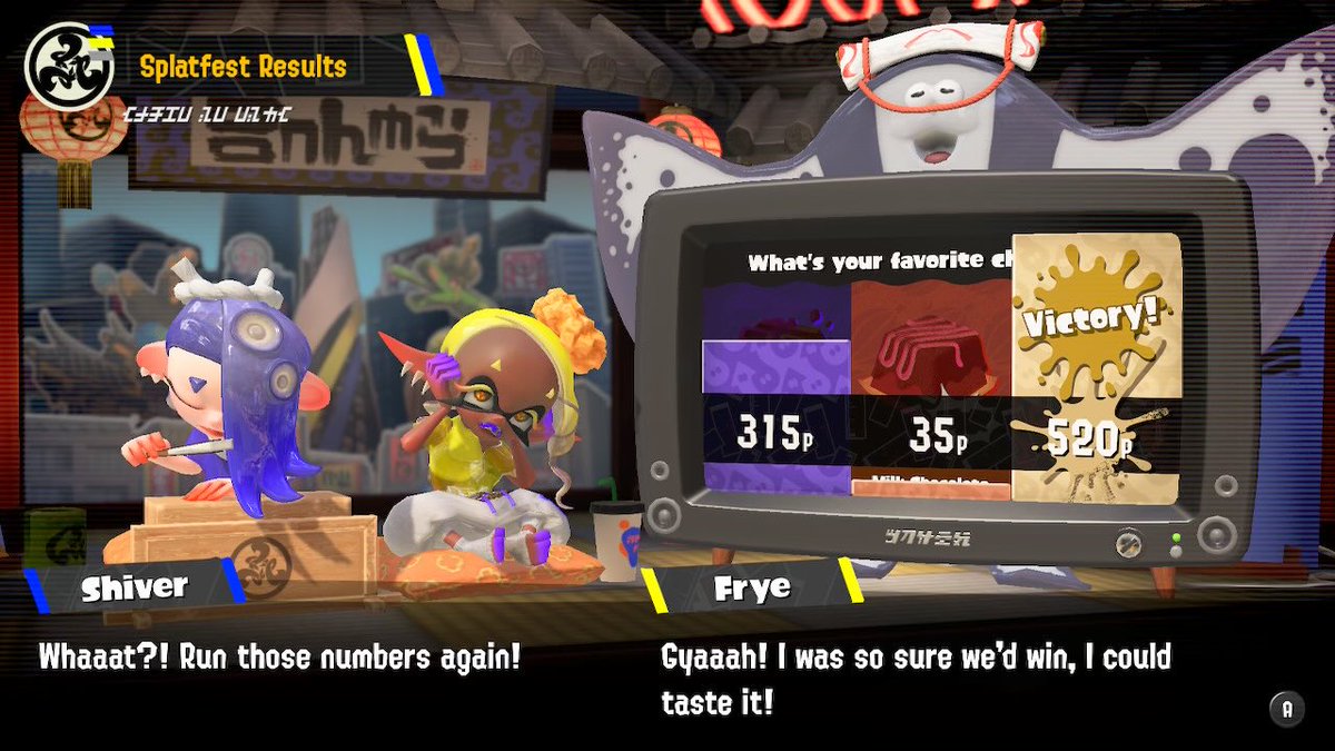 VenomPichu's tweet photo. Big congrats to #TeamWhiteChocolate! Even though #TeamMilkChocolate didn’t win, I still enjoyed myself in this #SplatFest. I’m really glad Nintendo redid this one, and that I was able to participate this time. GGs, everyone! 😉🍫
#TeamDarkChocolate #Splatoon3 #NintendoSwitch https://t.co/F3h0CoqQyC