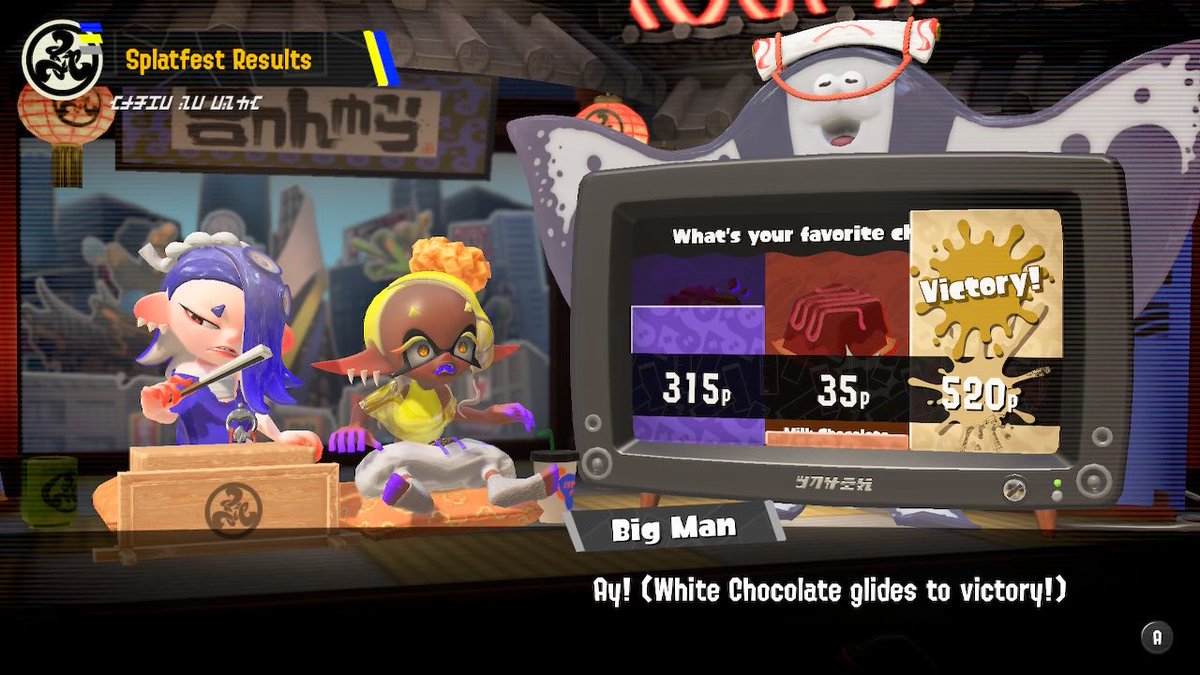 VenomPichu's tweet photo. Big congrats to #TeamWhiteChocolate! Even though #TeamMilkChocolate didn’t win, I still enjoyed myself in this #SplatFest. I’m really glad Nintendo redid this one, and that I was able to participate this time. GGs, everyone! 😉🍫
#TeamDarkChocolate #Splatoon3 #NintendoSwitch https://t.co/F3h0CoqQyC