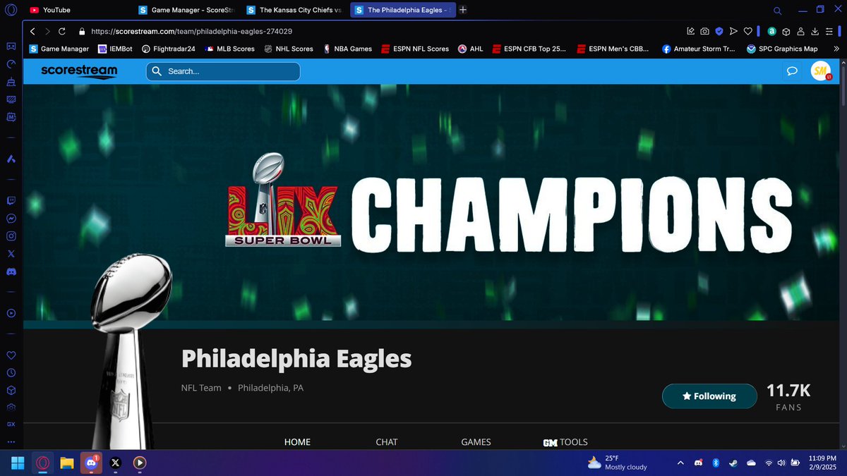 SammyMaggio's tweet image. .@ScoreStream page updated for your 2-time Super Bowl Champion @Eagles! #FlyEaglesFly #ScoreStream #SBLIX