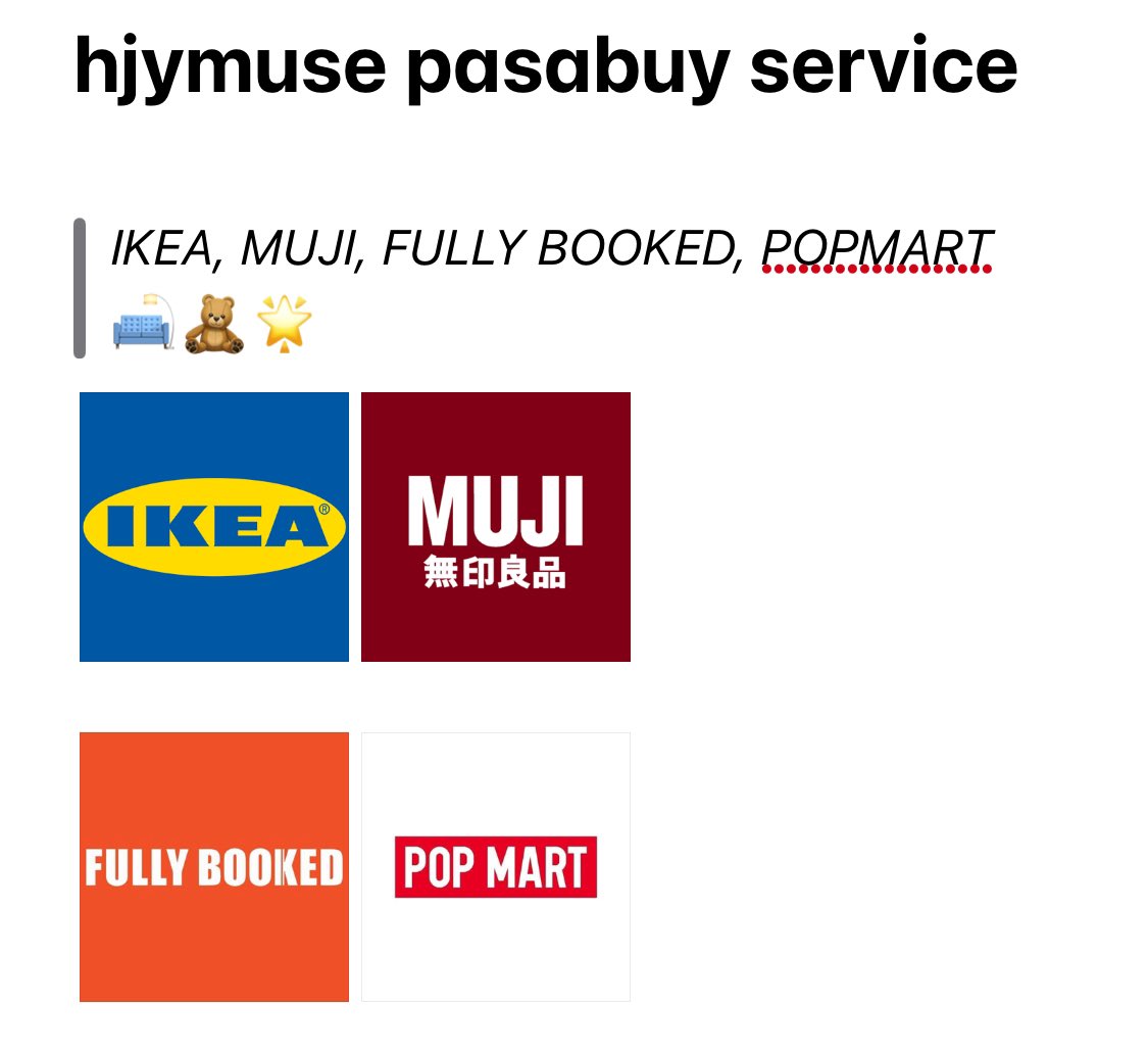 hjymuse's tweet photo. PASABUY : open! 🛒

𝜗𝜚 ikea / muji / fully booked / popmart

      read the details thoroughly 
      avail mon to sat ︎
      rates below! ☻︎

𖥻 wts lfb ph pasabuy service skadis kvissle pegboard binder pens smiski sonny angel hirono hacipupu nyota baby molly skullpanda https://t.co/vI1k3sAk8A