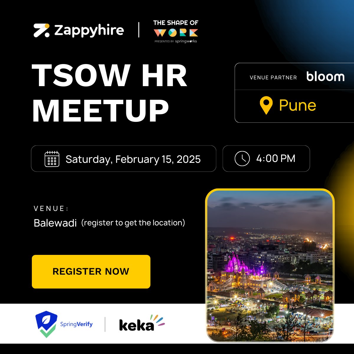 zappyhireglobal's tweet image. What are you doing this Saturday? 

If your answer isn’t &quot;Joining the most exciting HR meetup in Pune&quot; -  then let’s change that!

Register now!
bit.ly/4hs3o2k

#tsow #springverify #zappyhire #zappyvue #pune #hrevents  #recruitmentinnovation #puneevents