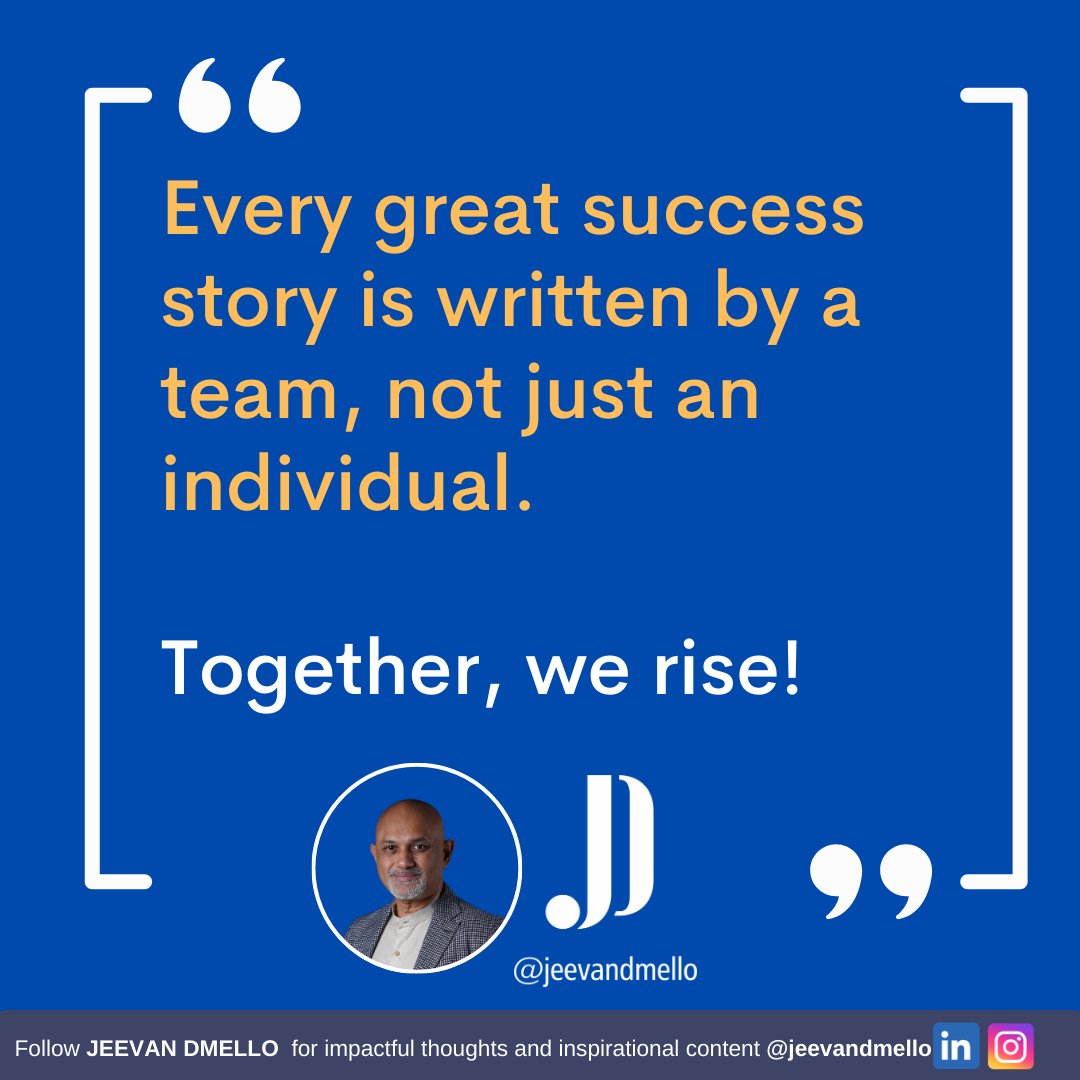 jdmello's tweet photo. 𝗘𝘃𝗲𝗿𝘆 𝗴𝗿𝗲𝗮𝘁 𝘀𝘂𝗰𝗰𝗲𝘀𝘀 𝘀𝘁𝗼𝗿𝘆 ����𝘀𝗻’𝘁 𝘄𝗿𝗶𝘁𝘁𝗲𝗻 𝗯𝘆 𝗼𝗻𝗲 𝗽𝗲𝗿𝘀𝗼𝗻—𝗶𝘁’𝘀 𝗰𝗿𝗮𝗳𝘁𝗲𝗱 𝗯𝘆 𝗮 𝘁𝗲𝗮𝗺 𝗱𝗿𝗶𝘃𝗲𝗻 𝗯𝘆 𝗮 𝘀𝗵𝗮𝗿𝗲𝗱 𝘃𝗶𝘀𝗶𝗼𝗻, 𝗿𝗲𝗹𝗲𝗻𝘁𝗹𝗲𝘀𝘀 𝗲𝗳𝗳𝗼𝗿𝘁, &amp; 𝘂𝗻𝘄𝗮𝘃𝗲𝗿𝗶𝗻𝗴 𝘀𝘂𝗽𝗽𝗼𝗿𝘁. 
#MondayMotivation https://t.co/07ukMimY4e