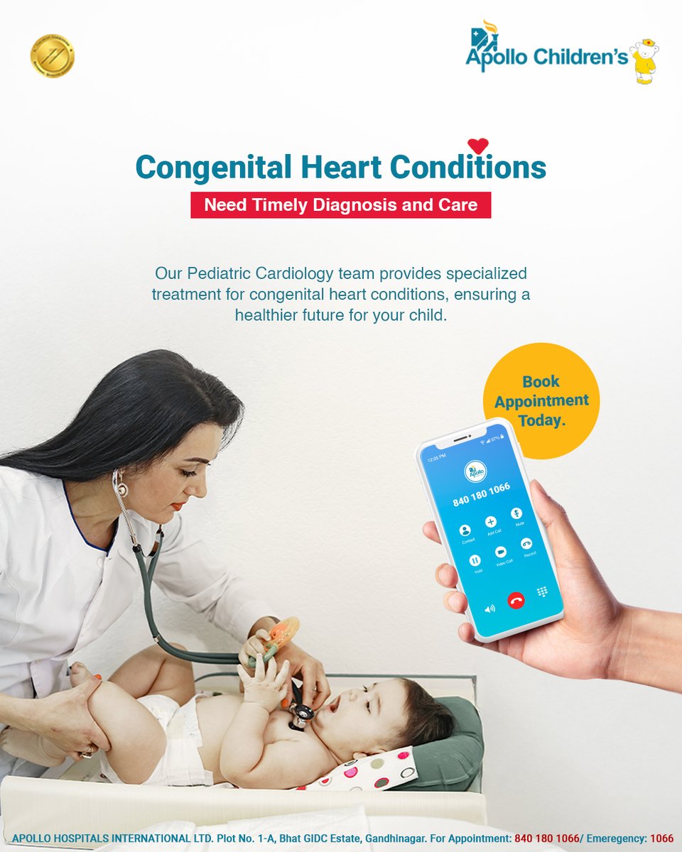 AhmedabadApollo's tweet image. Early diagnosis and care are crucial for children with congenital heart conditions. Our compassionate team at Apollo Hospitals provides expert care and support for children with these conditions. 
#Apollo #ApolloHospitals #YouFirst #ApolloNeverSleeps #ApolloCVHF