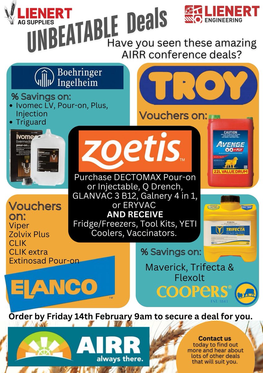Matt and Meagan are heading to the annual AIRR conference on Friday, 14th February and we wanted to give you a chance to share in the great deals that are on offer. Here is just a few but keep watch for more throughout the week and contact us by Friday.