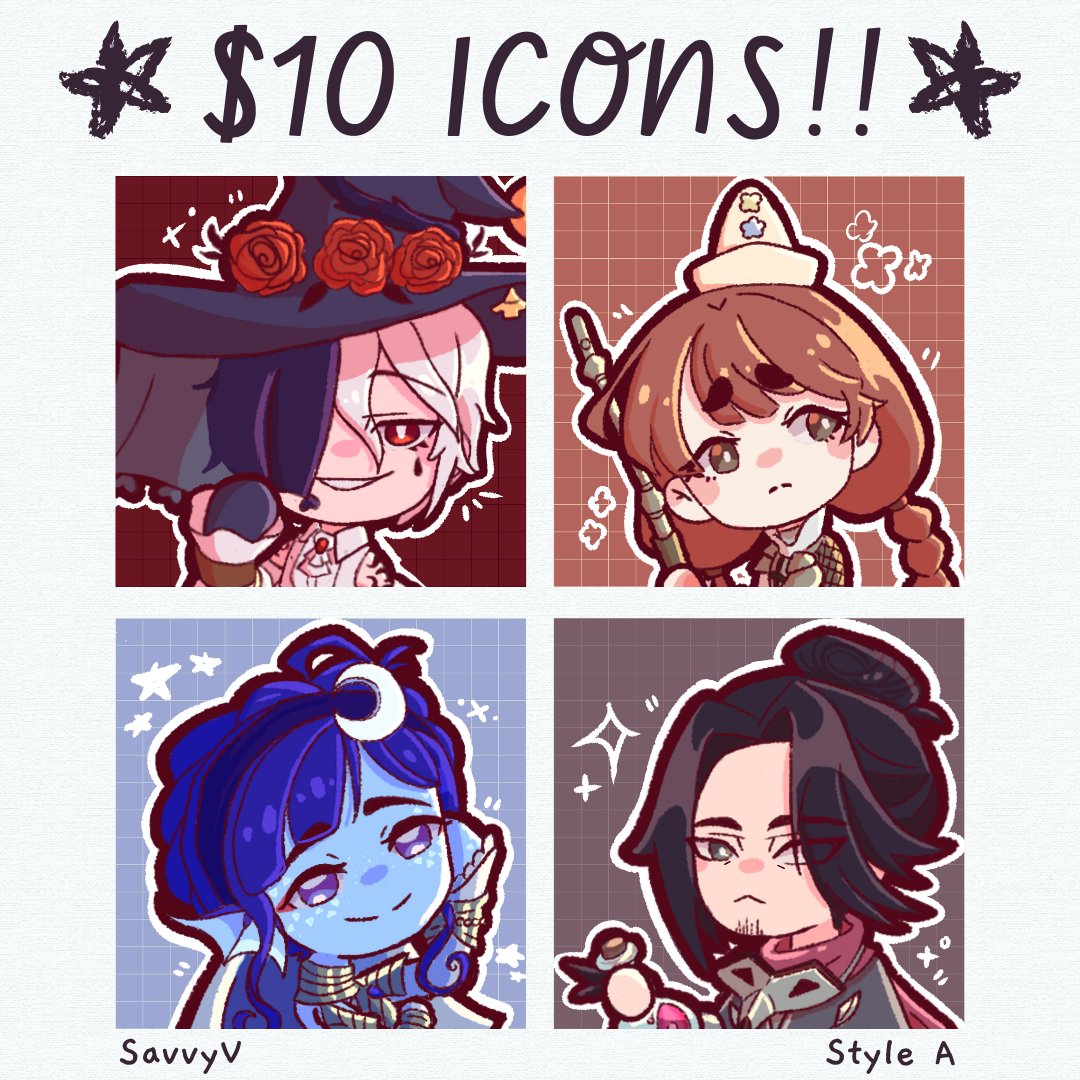 HeyVeeeeee's tweet image. ⭐️ Chibi Icon comms are now OPEN ! ! ⭐️
Feel free to DM me on twt or my discord, savvyv, if you're interested!!
+ More info below!
#commissions #commissionsopen #artph