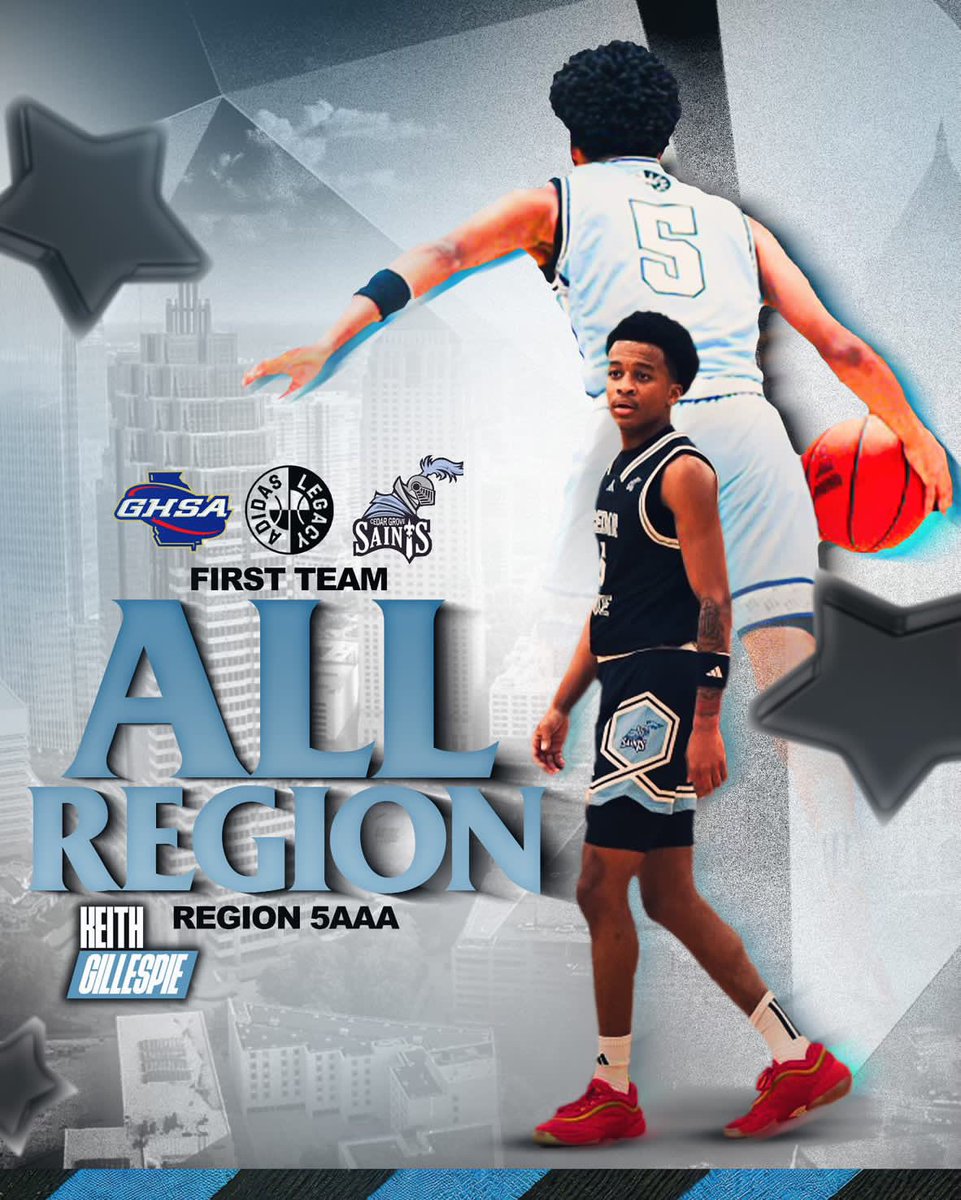 1st TEAM ALL REGION 5 AAA
GRIND HARD!!!!!
SAINTS BASKETBALL!!!!!!   
2x 1ST TEAM ALL REGION!!!!
2025 &amp; 2024