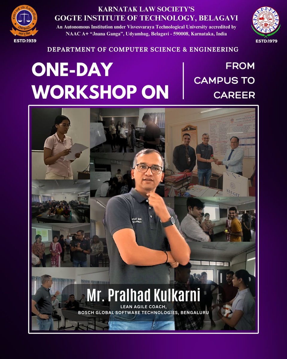 klsgitbelagavi's tweet photo. 🚀 KLS GIT CSE Dept. hosted a workshop on Agile Methodology with Mr. Pralhad Kulkarni from @BoschGlobal. 50+ students gained industry insights! #AgileWorkshop #CareerDevelopment #TechWorkshop #IndustryInsights #FutureReady #StudentSuccess @pnkathavi @NKathavi https://t.co/Y814yxaSvT