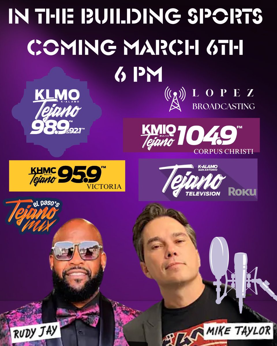 MikeTaylorShow's tweet photo. We’re back!!!! Introducing In The Building Radio (and Roku TV) on Lopez Broadcasting. @RudyJay_star https://t.co/PTQz0cUJ7r