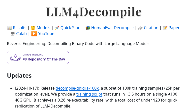 LLM4Decompile: Binary to source code using large language models