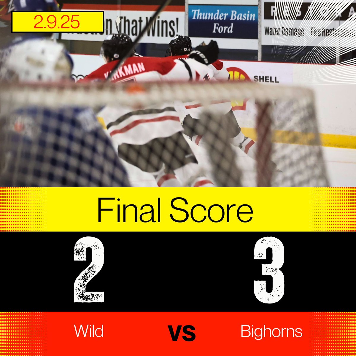 Close game tonight ending in a 3-2 loss against the Helena Bighorns! 

🚨 
M. Mckernan 
R. Kirkman 

SOG: 
Helena - 47
Gillette - 27

Thanks for all the support this weekend!