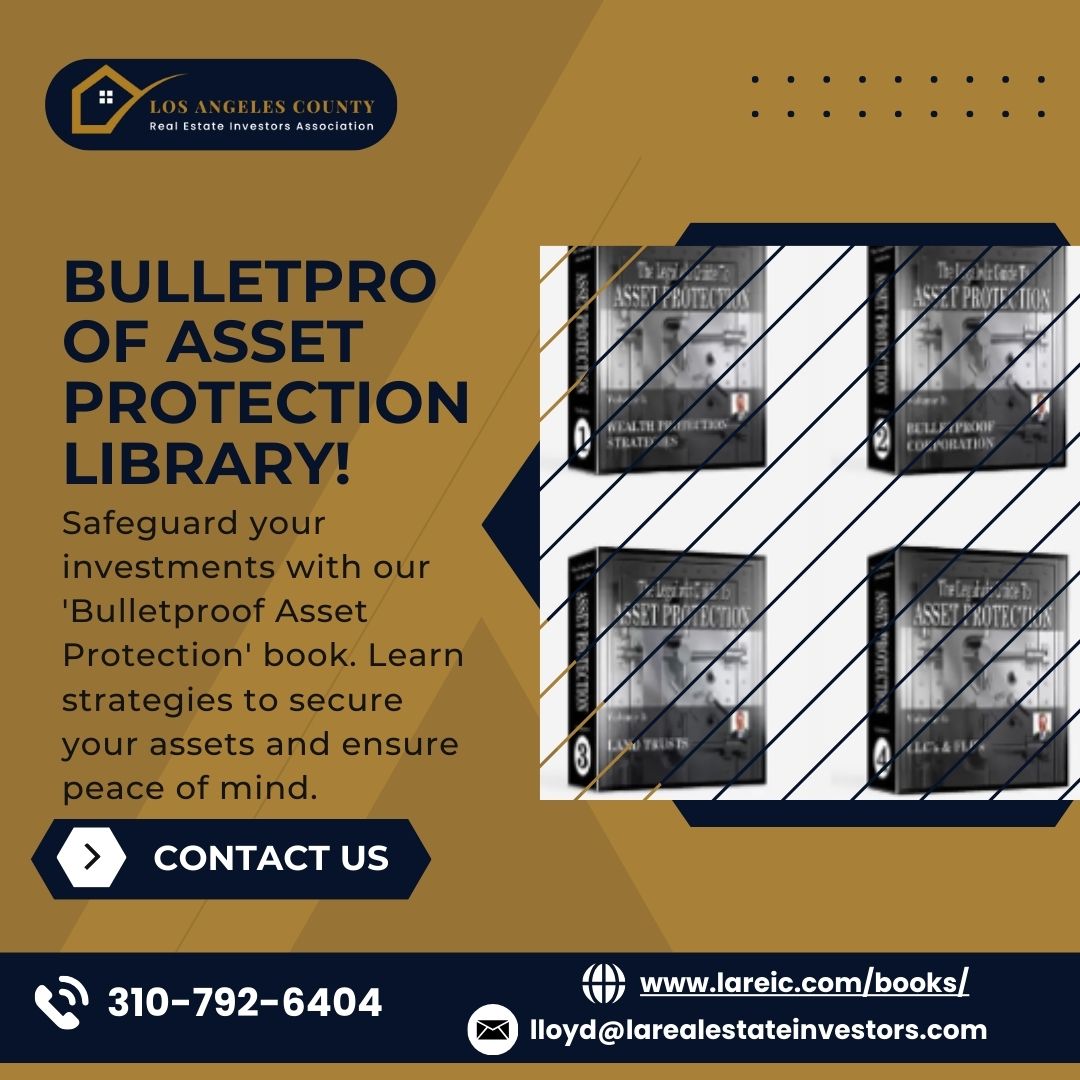 lloydsegal's tweet image. 𝐁𝐮𝐥𝐥𝐞𝐭𝐩𝐫𝐨𝐨𝐟 𝐀𝐬𝐬𝐞𝐭 𝐏𝐫𝐨𝐭𝐞𝐜𝐭𝐢𝐨𝐧 𝐋𝐢𝐛𝐫𝐚𝐫𝐲!

Visit our bookstore today!
lareic.com/books/
Email: lloyd@LARealEstateInvestors.com
Call: +1 310-792-6404

#RealEstateInvesting #AssetProtection #WealthSecurity #FinancialFreedom #ProtectYourAssets