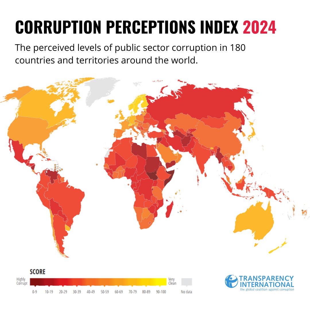 Open Gov Partnership (@opengovpart) on Twitter photo ๐จ <a href="/anticorruption/">Transparency International</a>โs #CPI2024 exposes serious corruption levels across the globe. Where corruption thrives, climate initiatives often fail. We must urgently root out corruption before it fully derails meaningful climate action.
Learn more: transparency.org/cpi/2024 ๐จ <a href="/anticorruption/">Transparency International</a>โs #CPI2024 exposes serious corruption levels across the globe. Where corruption thrives, climate initiatives often fail. We must urgently root out corruption before it fully derails meaningful climate action.
Learn more: transparency.org/cpi/2024