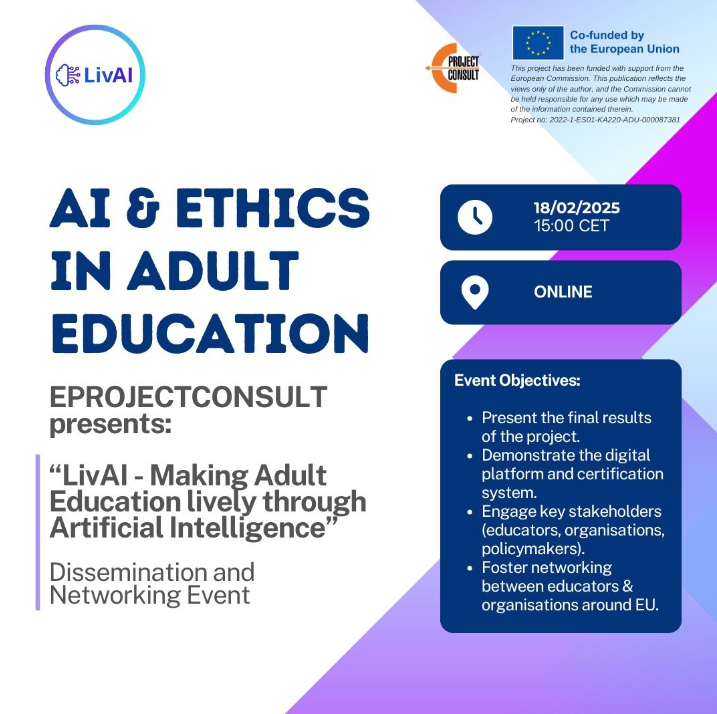 🔝Join us in our LivAI webinars tomorrow!

🔴🟡🔴Universitat Jaume I
🕙Time: 10:00 AM (CET)
🖇️Link: lnkd.in/dp4HmEB2

🟢⚪🔴<a href="/EProjectConsult/">EProjectConsult®</a>
🕒Time: 15:00 PM (CET)
🖇️Link: lnkd.in/dzwgX_Jq

Keep in mind that the webinars will be developed in the local languages!