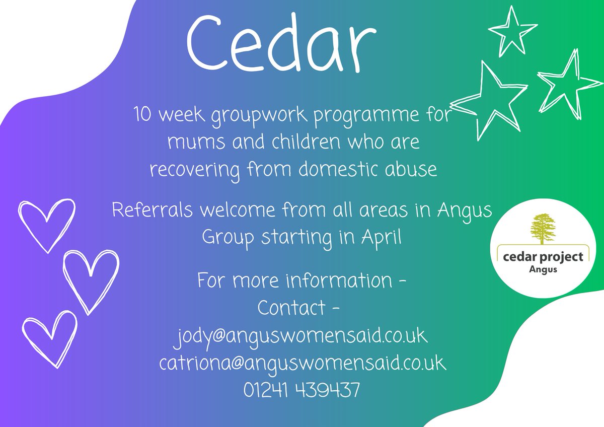 Upcoming groups information - accepting referrals from all areas in Angus!
