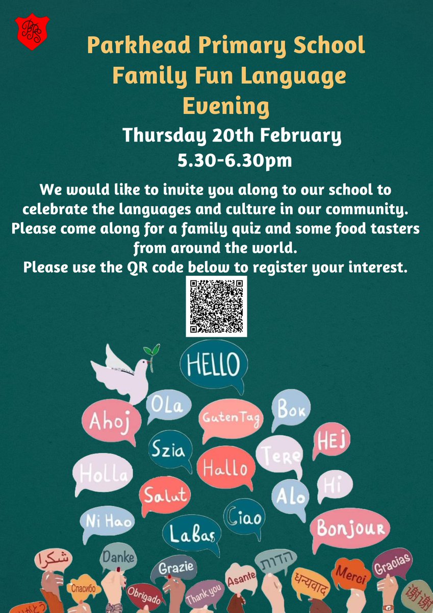 ParkheadPrimarySchool (@parkheads) on Twitter photo Come along to our Family Fun Language Event this Thursday from 5:30 - 6:30pm. Full details below or register your interest using here shorturl.at/4tmhX <a href="/LoveWestLothian/">West Lothian Council</a> <a href="/WCHSLanguages/">WCHS Modern Languages</a> #scottishschools #educationscotland Come along to our Family Fun Language Event this Thursday from 5:30 - 6:30pm. Full details below or register your interest using here shorturl.at/4tmhX <a href="/LoveWestLothian/">West Lothian Council</a> <a href="/WCHSLanguages/">WCHS Modern Languages</a> #scottishschools #educationscotland