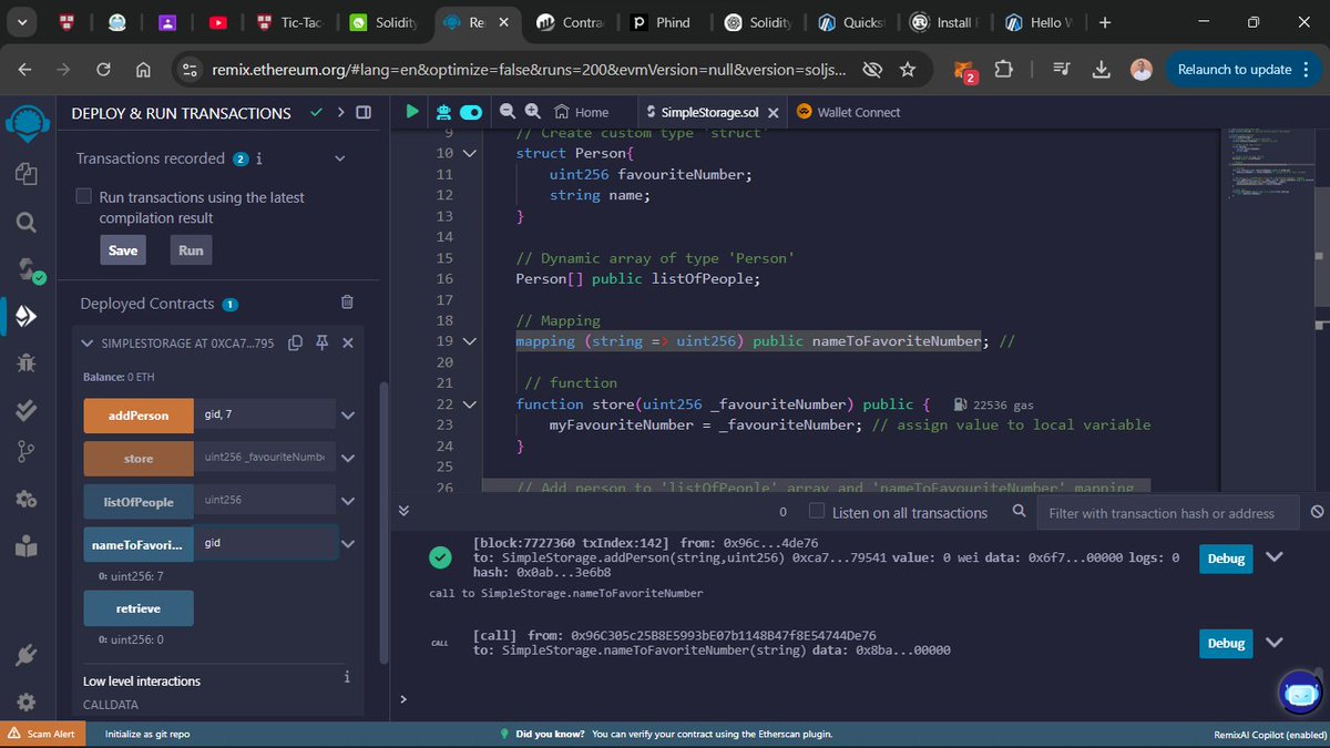 gid1eon's tweet image. I deployed my first ever smart contract 🎉
 
What a great way to kick off the week 🙂😌
@CyfrinUpdraft 
@PatrickAlphaC 

#Web3Dev #SmartContractDevelopment