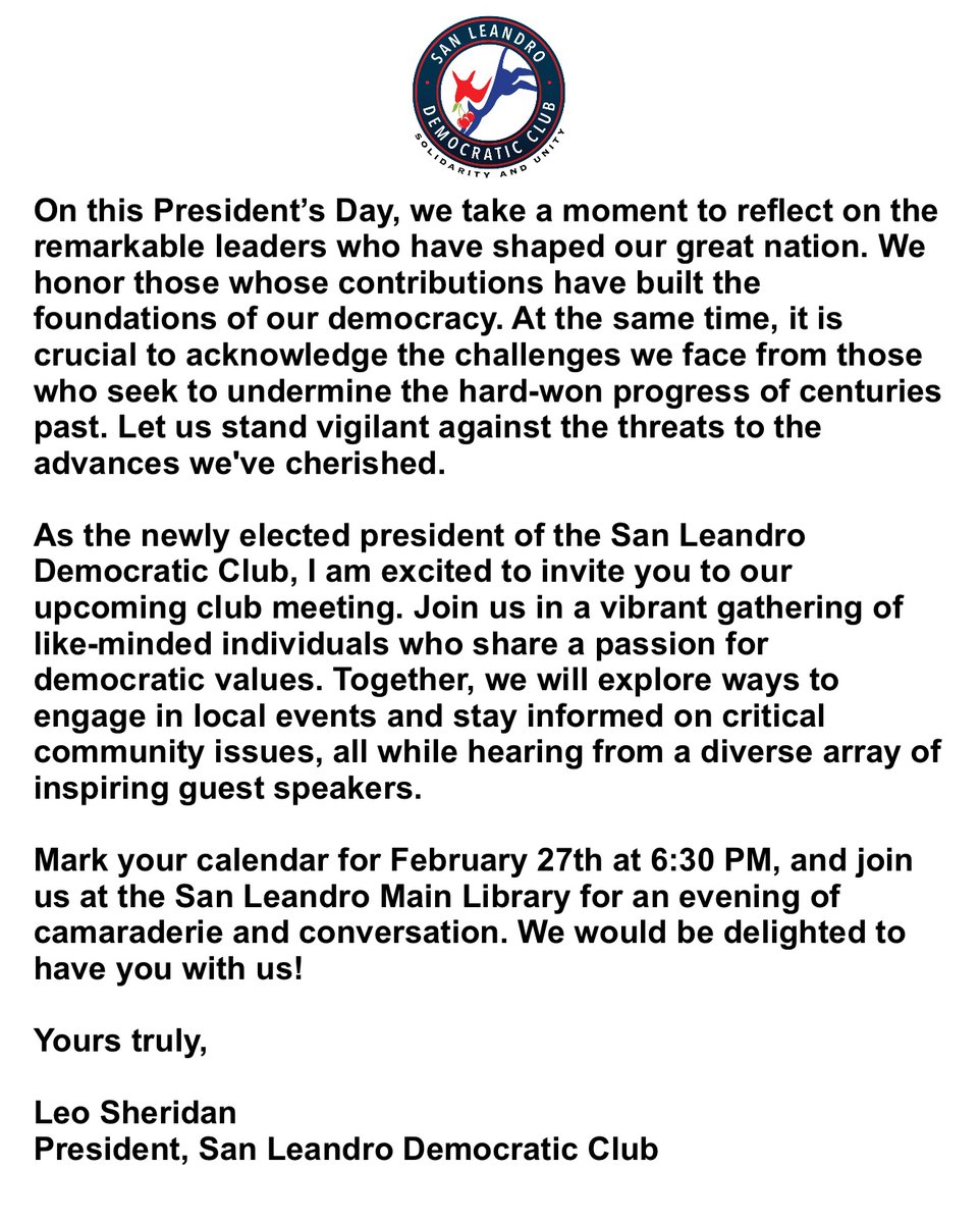 President’s Day Message: