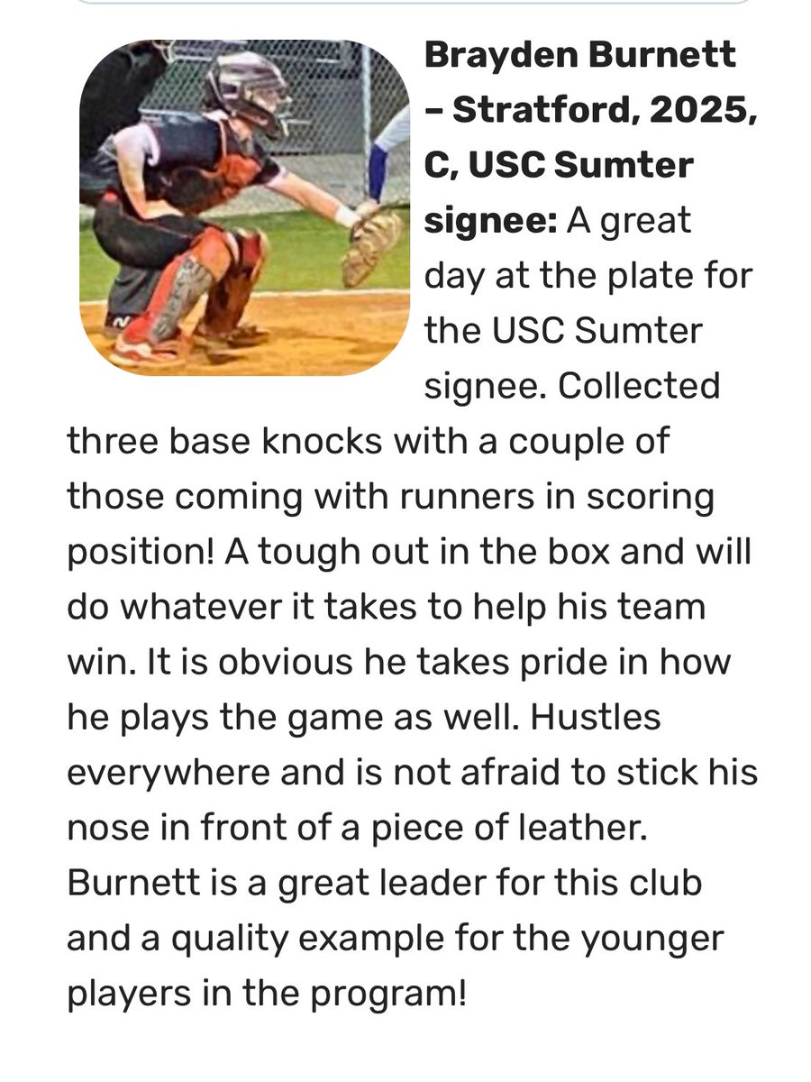 Brayden Burnett (@2braydencb) on Twitter photo Thank you <a href="/diamondprospect/">Diamond Prospects</a> for the write up for this Saturday’s scrimmage vs James island! Thank you <a href="/diamondprospect/">Diamond Prospects</a> for the write up for this Saturday’s scrimmage vs James island!