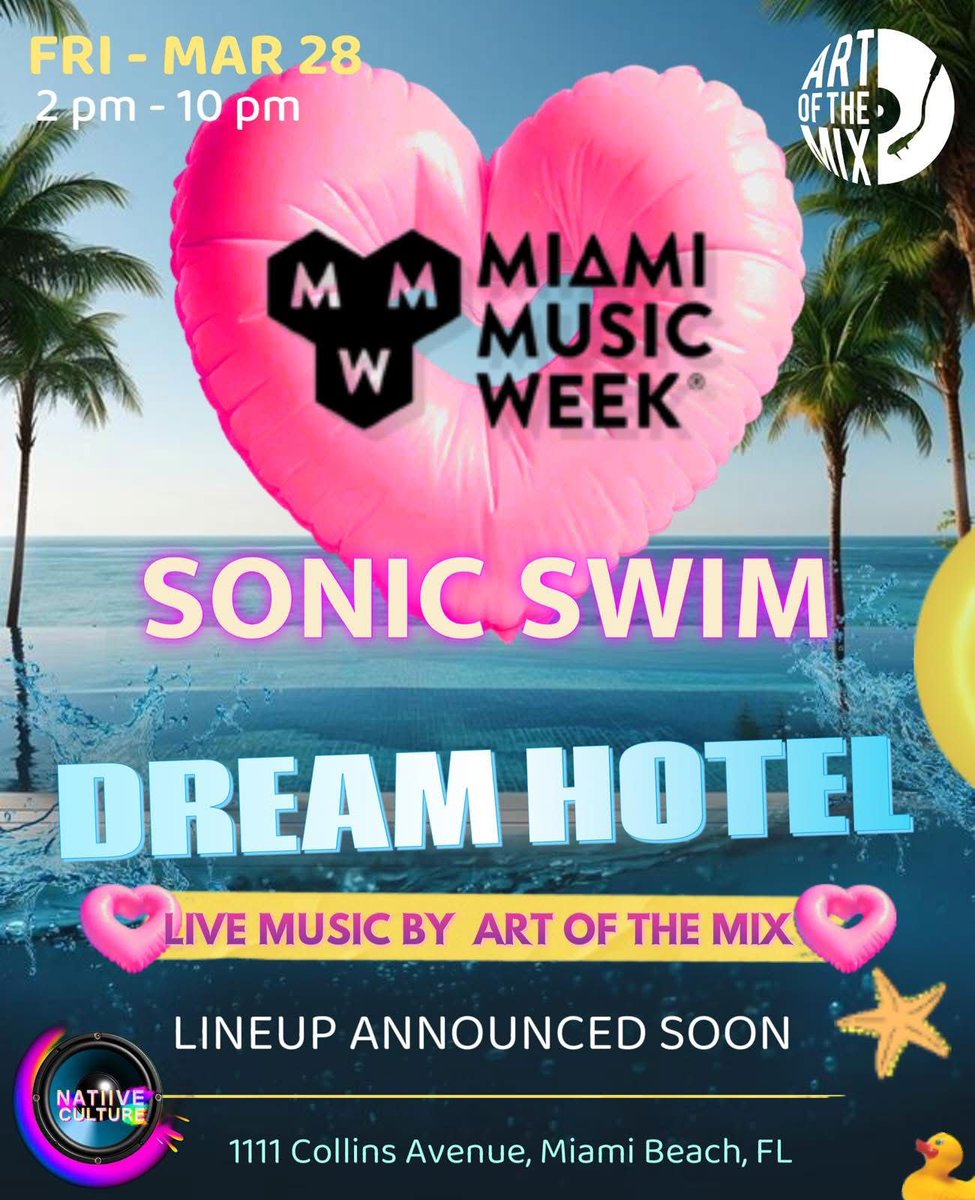 UTIX_US's tweet image. 🌊 Sonic Swim x UTIX – Miami Music Week 🎶🔥

Get ready for the ultimate poolside party at Dream Hotel Miami Beach! 🌞🎧 Art of the Mix brings the vibes, and the full lineup drops soon!

📍 Dream Hotel, Miami Beach
📅 March 28 | ⏰ 2 PM – 10 PM
🎟 Secure your spot now! 👉 Get…