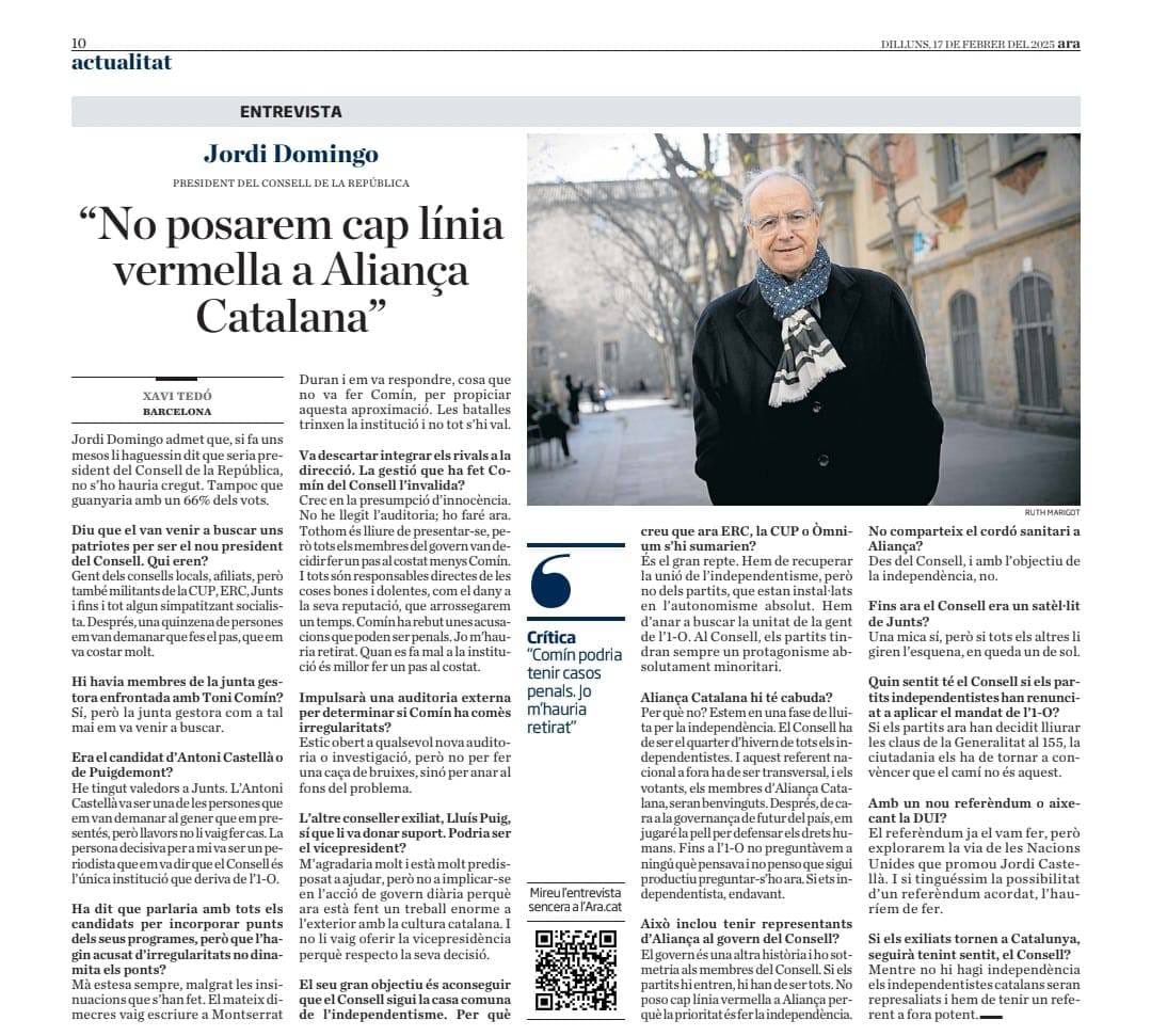 No posar cap línia vermella a l’extrema dreta nostrada. En fi, el Consell de la República sempre a l’avantguarda dels nous temps. Felicitats a qui pertoqui. #JugadaMestra #OjuamblaCartera 💀💩 Via ⁦<a href="/diariARA/">diariARA</a>⁩
