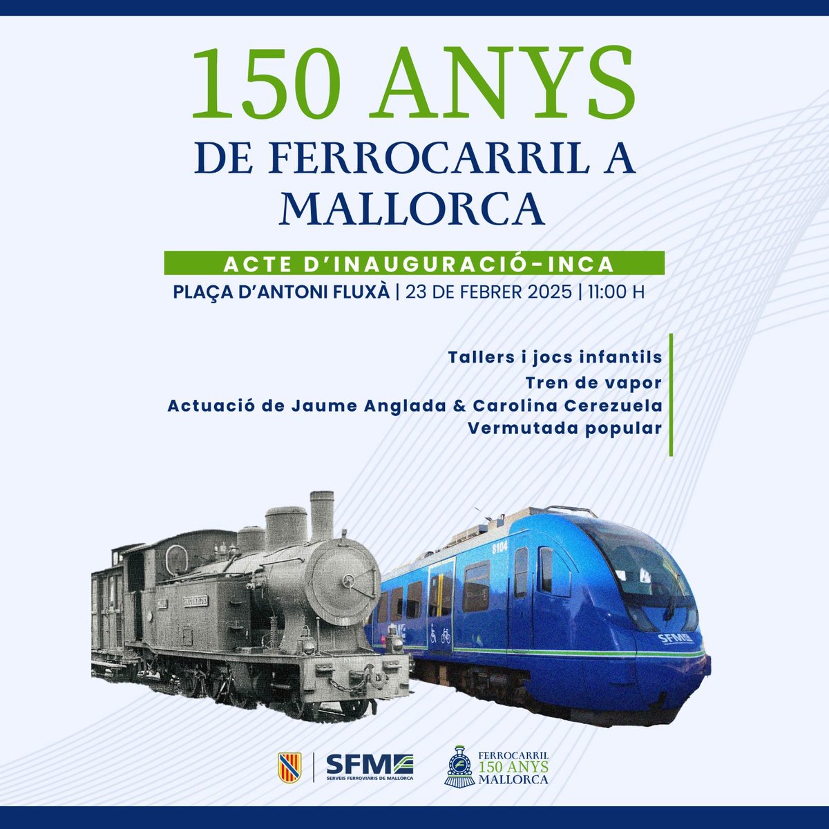 Amics Ferrocarril IB (@aafib) on Twitter photo Aquest diumenge, 150 anys del Ferrocarril a Mallorca <a href="/MargaProhens/">Marga Prohens</a> <a href="/jluismateo10/">Jose Luis Mateo Hernández</a> <a href="/LVALLEA/">Lorena del Valle</a> <a href="/JoseRamonOrta/">José Ramón Orta Rotger</a> <a href="/JaimeMartinez/">Jaime Martínez Llabrés</a> <a href="/Virgilio_Moreno/">Virgilio Moreno</a> La via del progrés. Aquest diumenge, 150 anys del Ferrocarril a Mallorca <a href="/MargaProhens/">Marga Prohens</a> <a href="/jluismateo10/">Jose Luis Mateo Hernández</a> <a href="/LVALLEA/">Lorena del Valle</a> <a href="/JoseRamonOrta/">José Ramón Orta Rotger</a> <a href="/JaimeMartinez/">Jaime Martínez Llabrés</a> <a href="/Virgilio_Moreno/">Virgilio Moreno</a> La via del progrés.