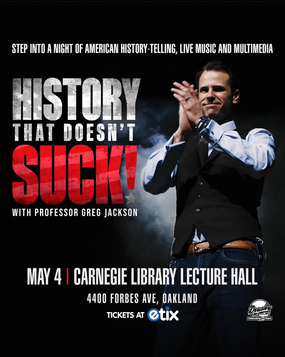 DruskyEnt's tweet image. NEW SHOW 🚨 @HTDSpod with @ProfGregJackson at Carnegie Library Lecture Hall on May 4th!

⏰ Tickets go on sale February 21st at 10am!
🎟️ bit.ly/HIstoryThatDoe…