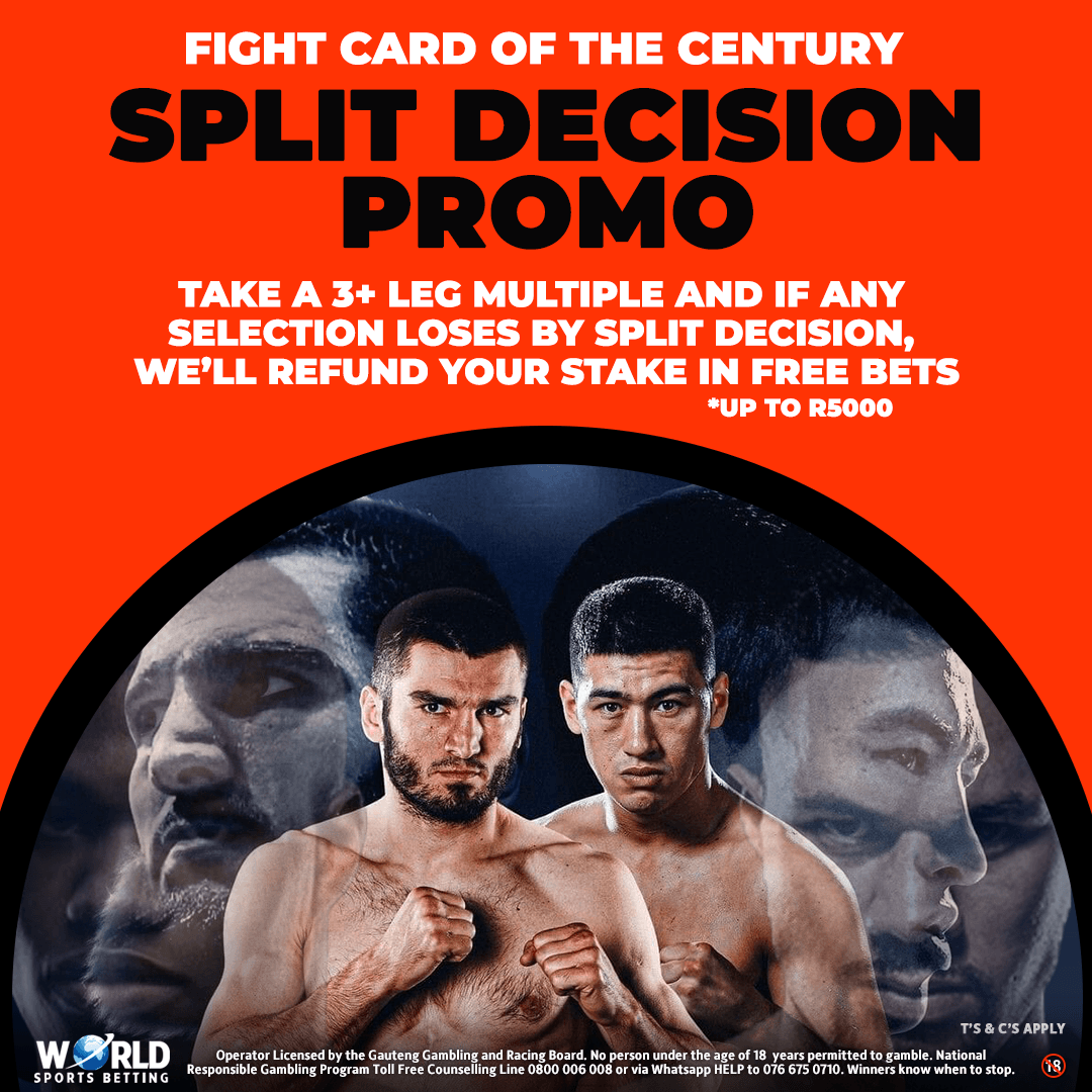 WorldSportsBet's tweet photo. Fight Card of the Century! 🥊
💥 Place a 3+ leg multiple on any the main card fights & if any selection loses by split decision, we’ll refund your stake in Free Bets—up to R5,000! 💥
👉 https://t.co/JU1YJ5LNwZ
#RiyadhSeason #SplitDecision #BoxingBetting #WSB https://t.co/DFXnhw1PqA