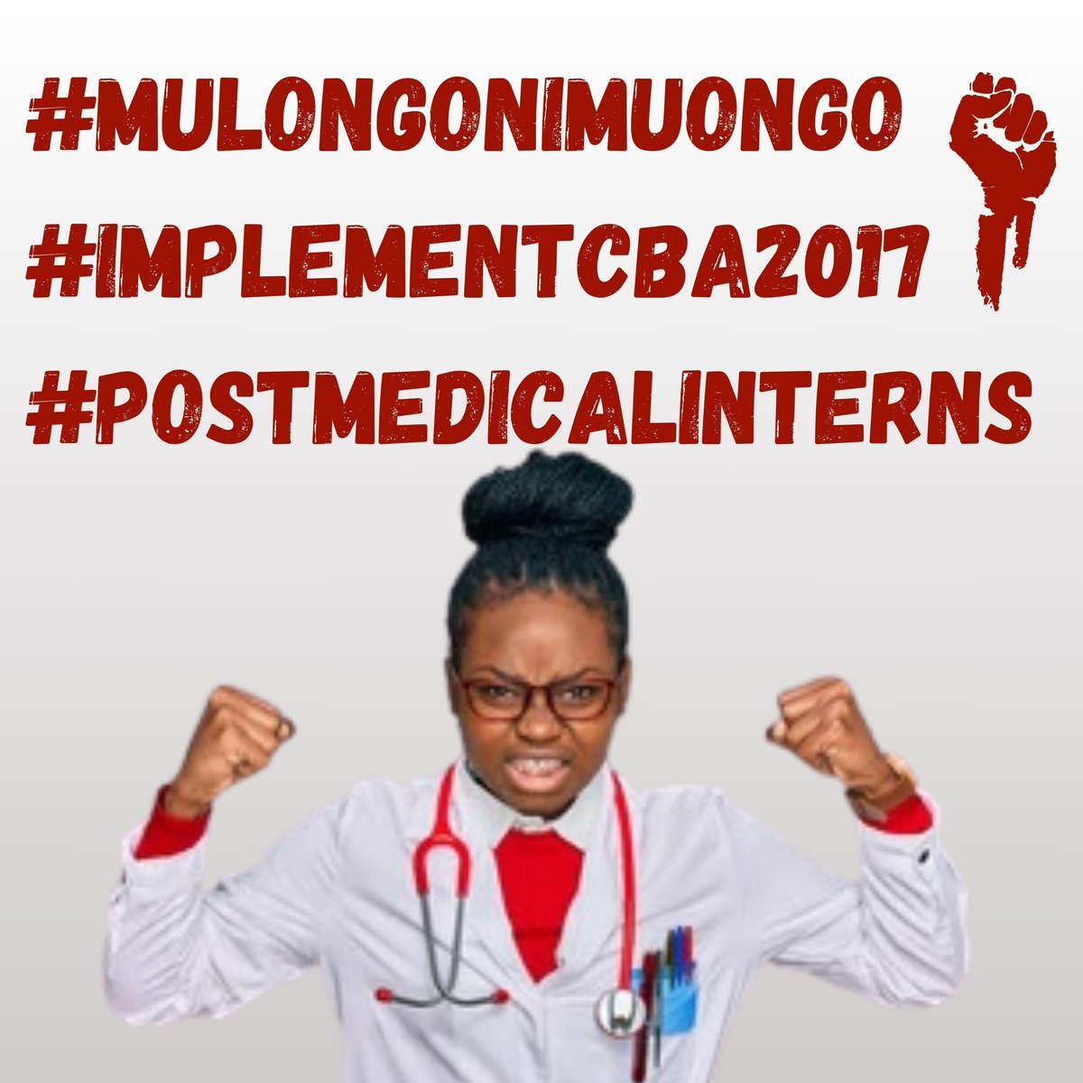 drMwauraSamuel's tweet photo. It has been long overdue
The pre-intern liason committe sought diplomatic approach to evade the recurrent hullabaloo, but the government hears and listens when we fight.Doctors will fight!We will not relent!!Vivvaaaaaaaaaaaa

#MulongoNiMuongo
#ImplementCBA2017
#PostMedicalInterns https://t.co/xSTgLJmIKE