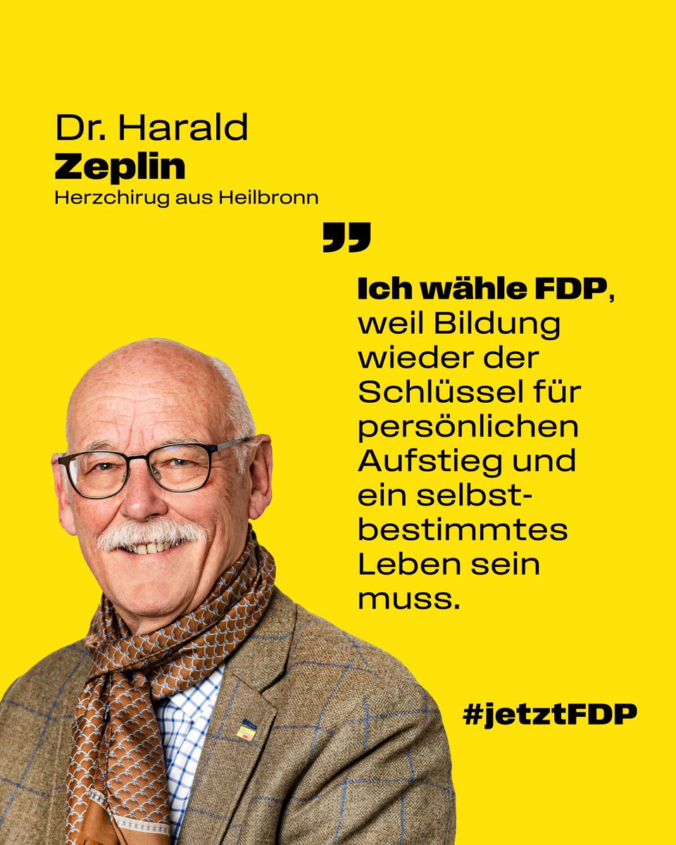 Harald Zeplin wählt <a href="/fdp/">FDP</a>: Für weltbeste Bildung. #jetztFDP