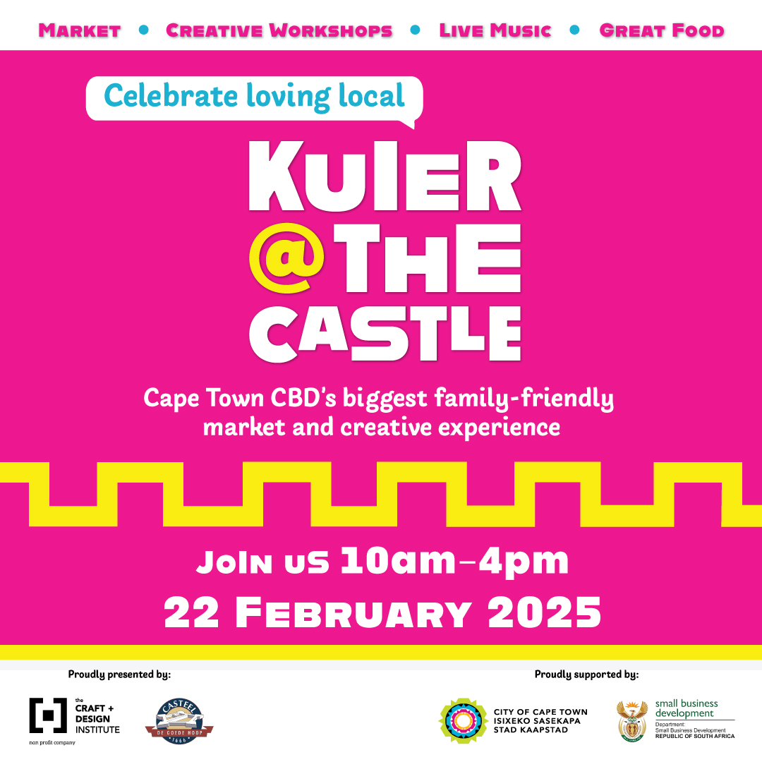 Kuier@TheCastle is back on 22 Feb: The month of love meets the love of local!
Celebrate local creativity and one year of our Kuier@TheCastle market on 22 February 2025, 10am – 4pm.
See you there! kuiermarket.com