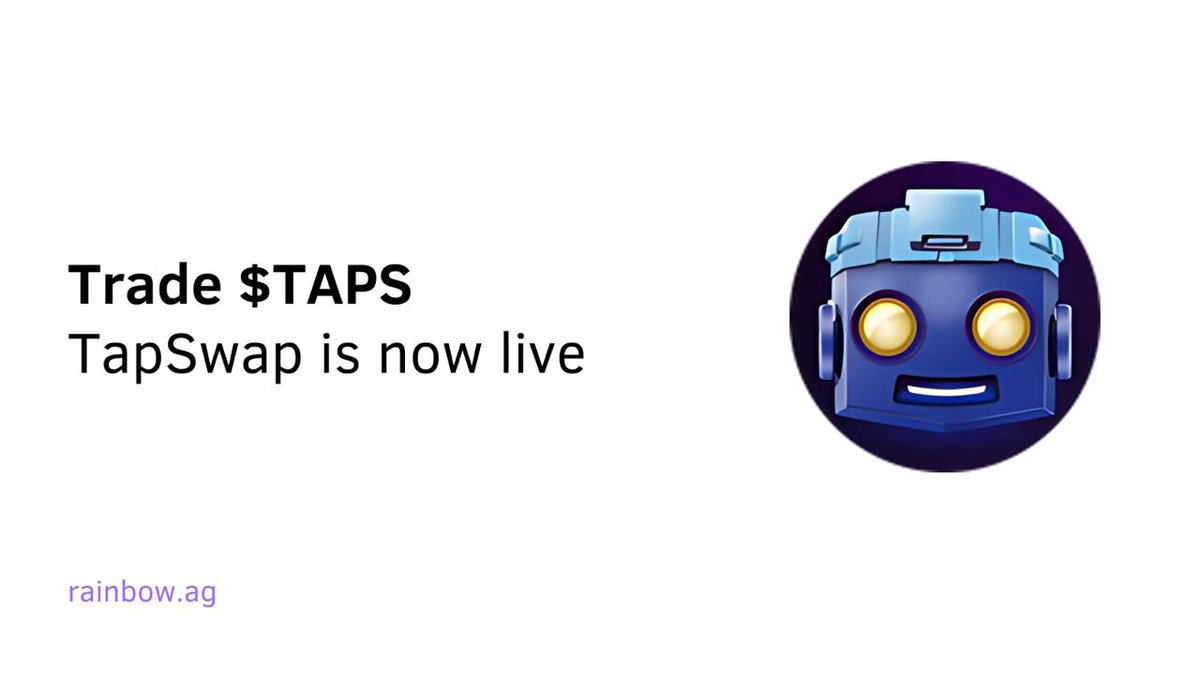 rainbow_swap's tweet photo. TapSwap is here!

The wait is over! $TAPS is officially live for trading.

Swap it now on https://t.co/bdASuWcwjn!