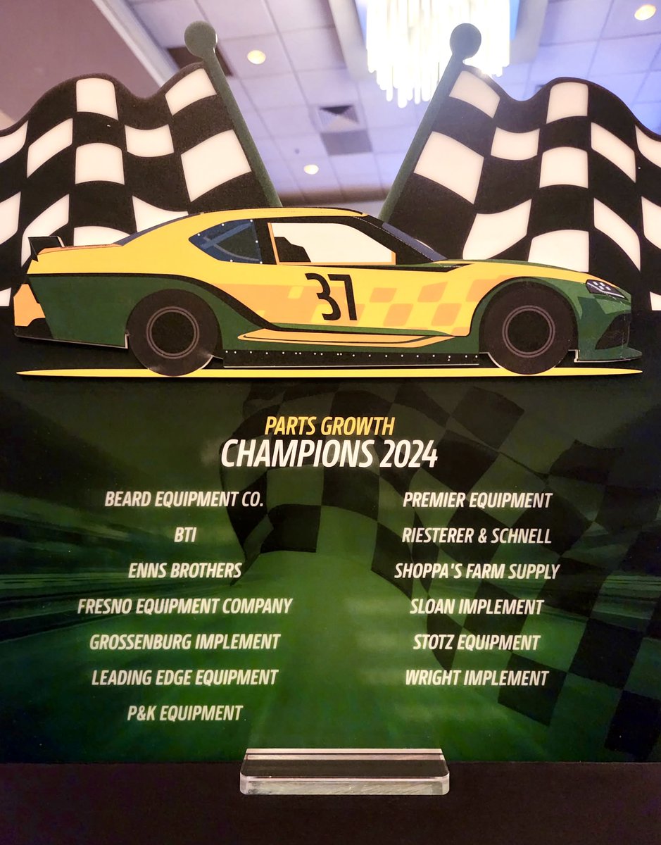 LeadingEdgeEq's tweet photo. Cole, Tanner, Scott and Justin attended #Daytona500 weekend with John Deere! Our team earned Parts Growth Champion status for 2024, and these four were selected for the trip to Florida. https://t.co/p8I2lIudlp